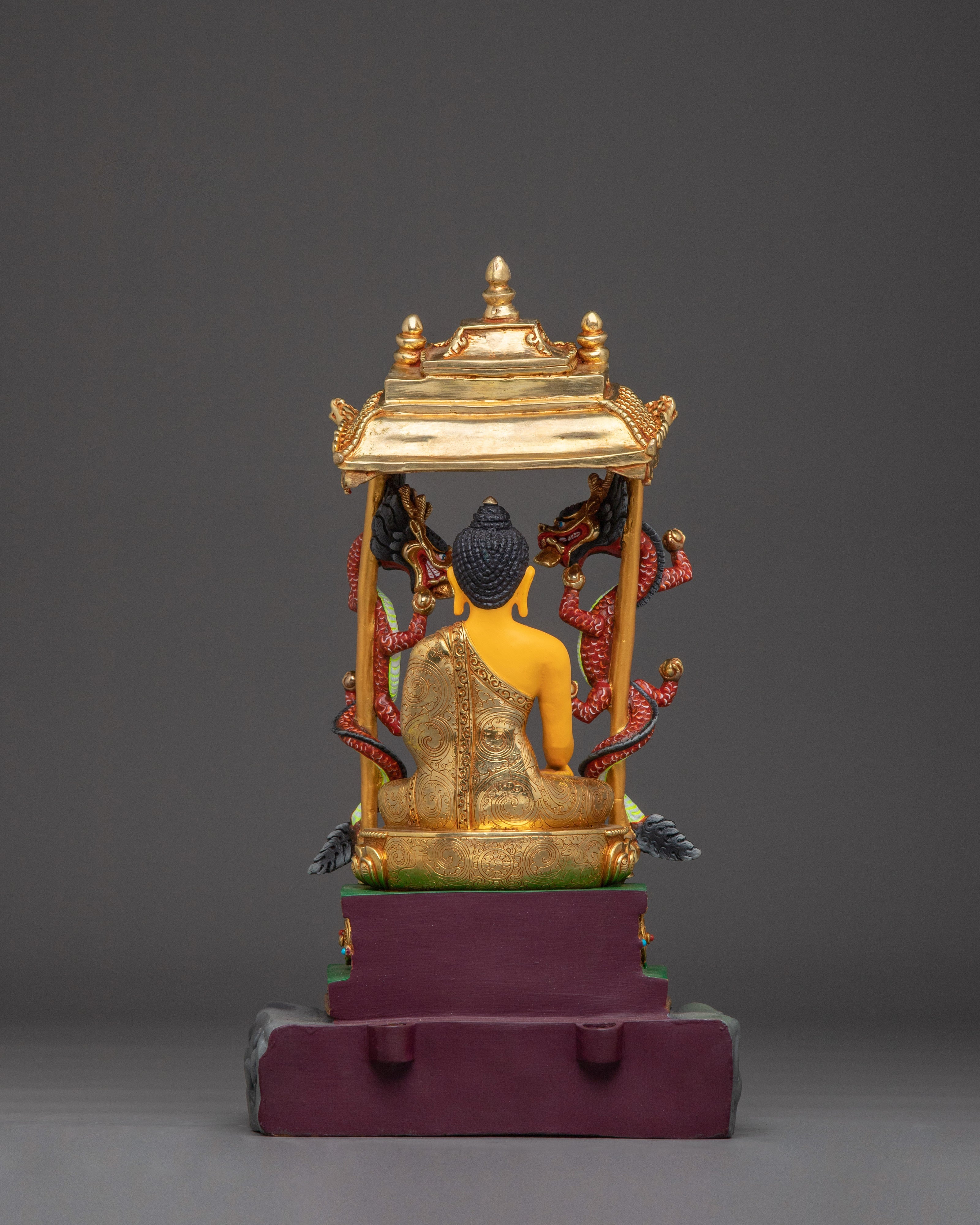Handmade shakyamuni Buddha With Throne | Statue for Altar & Meditation