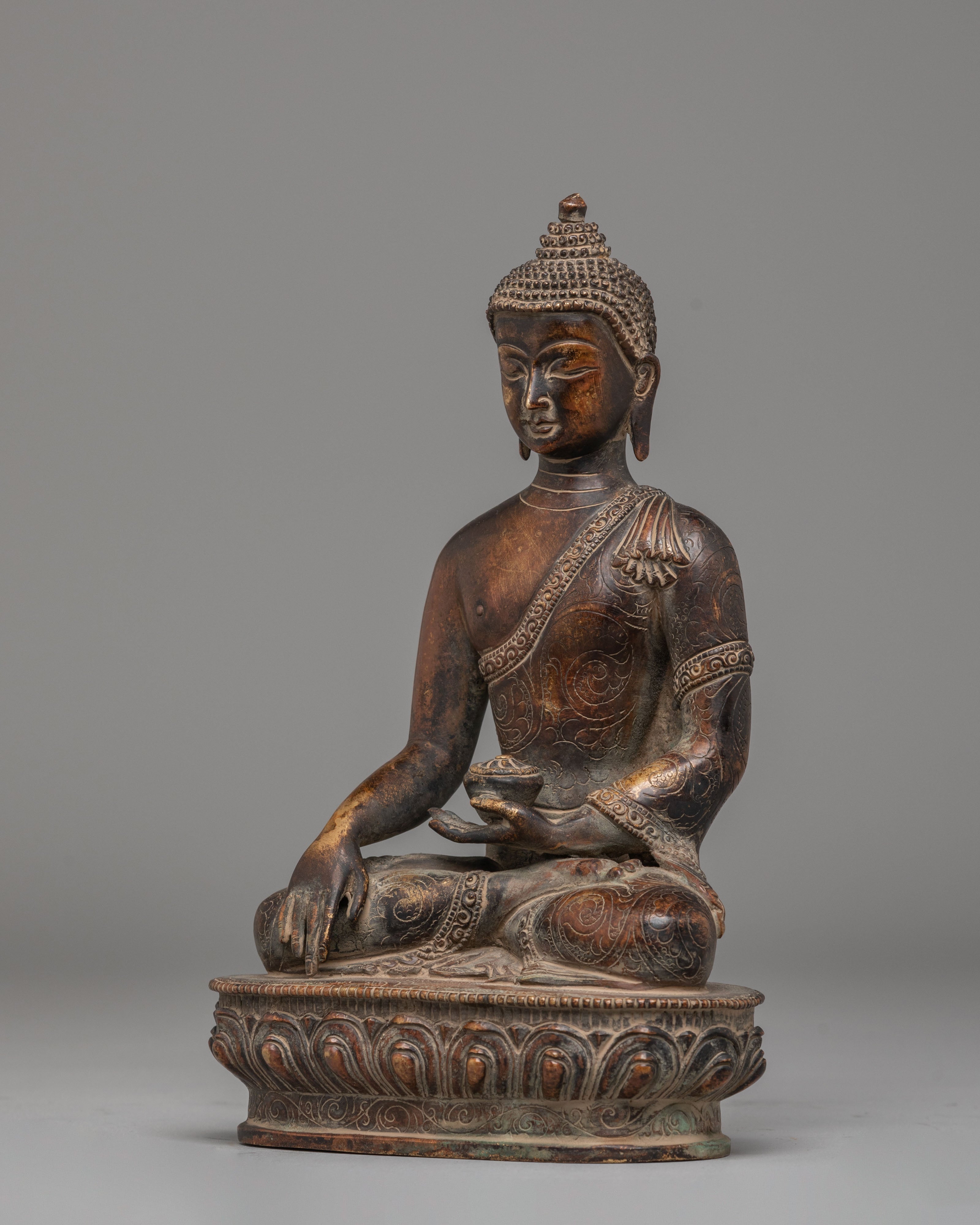 Shakyamuni Buddha Oxidized Tibetan Sculpture for Decor