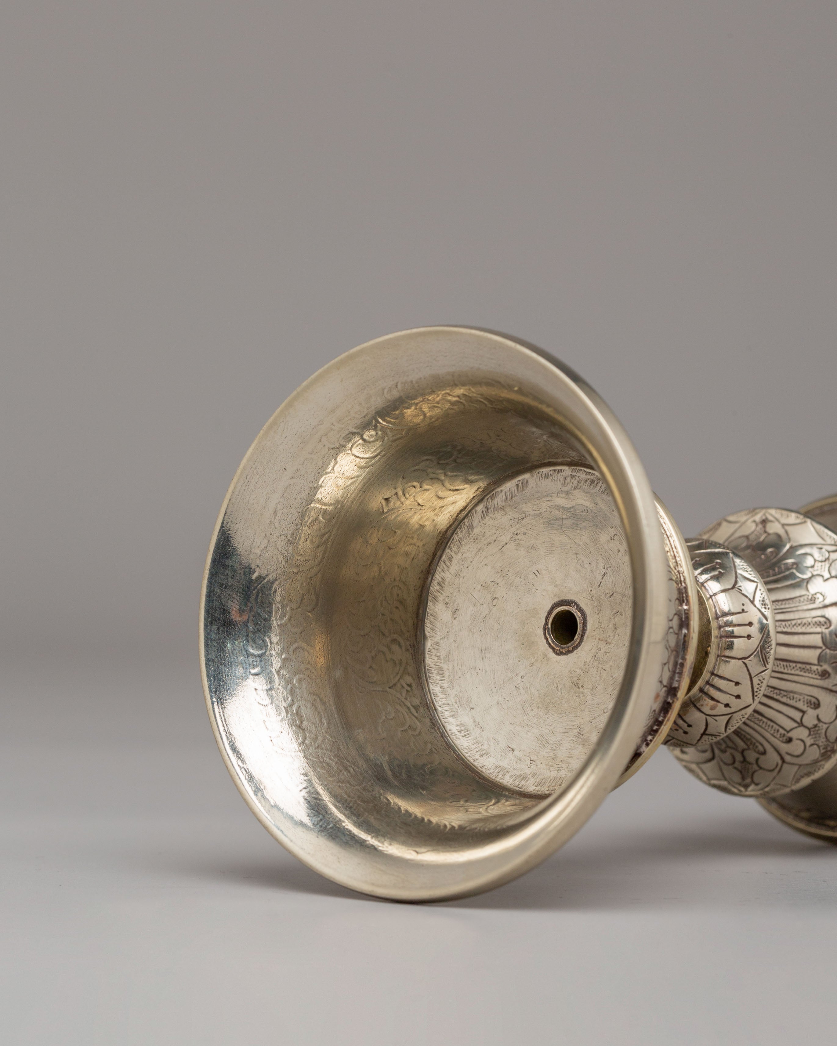 Spiritual Meditation Butter Lamp Set | White Metal Lamps for Rituals