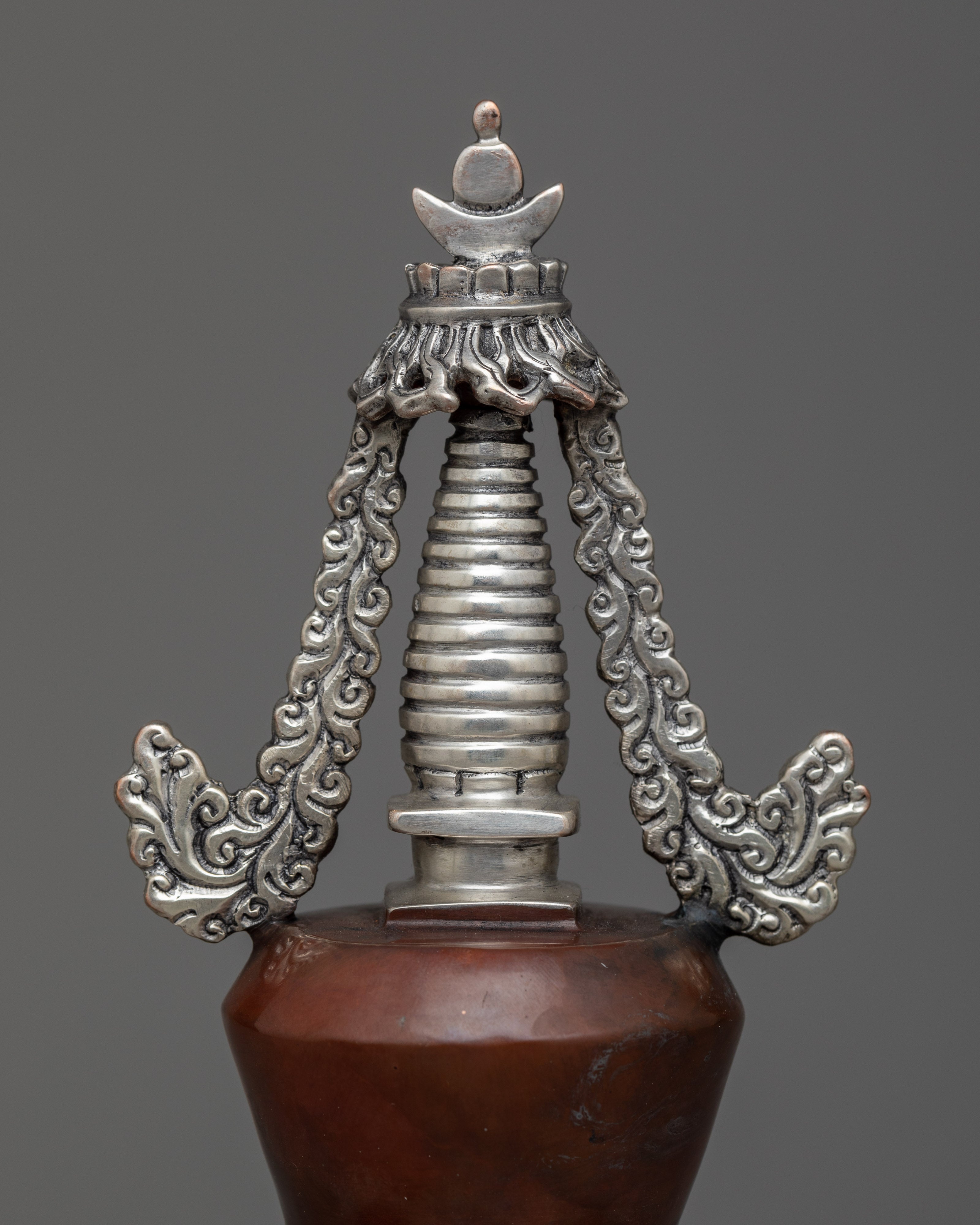 Handmade Copper Stupa | Exquisite Silver Plated Chorten for Buddhists