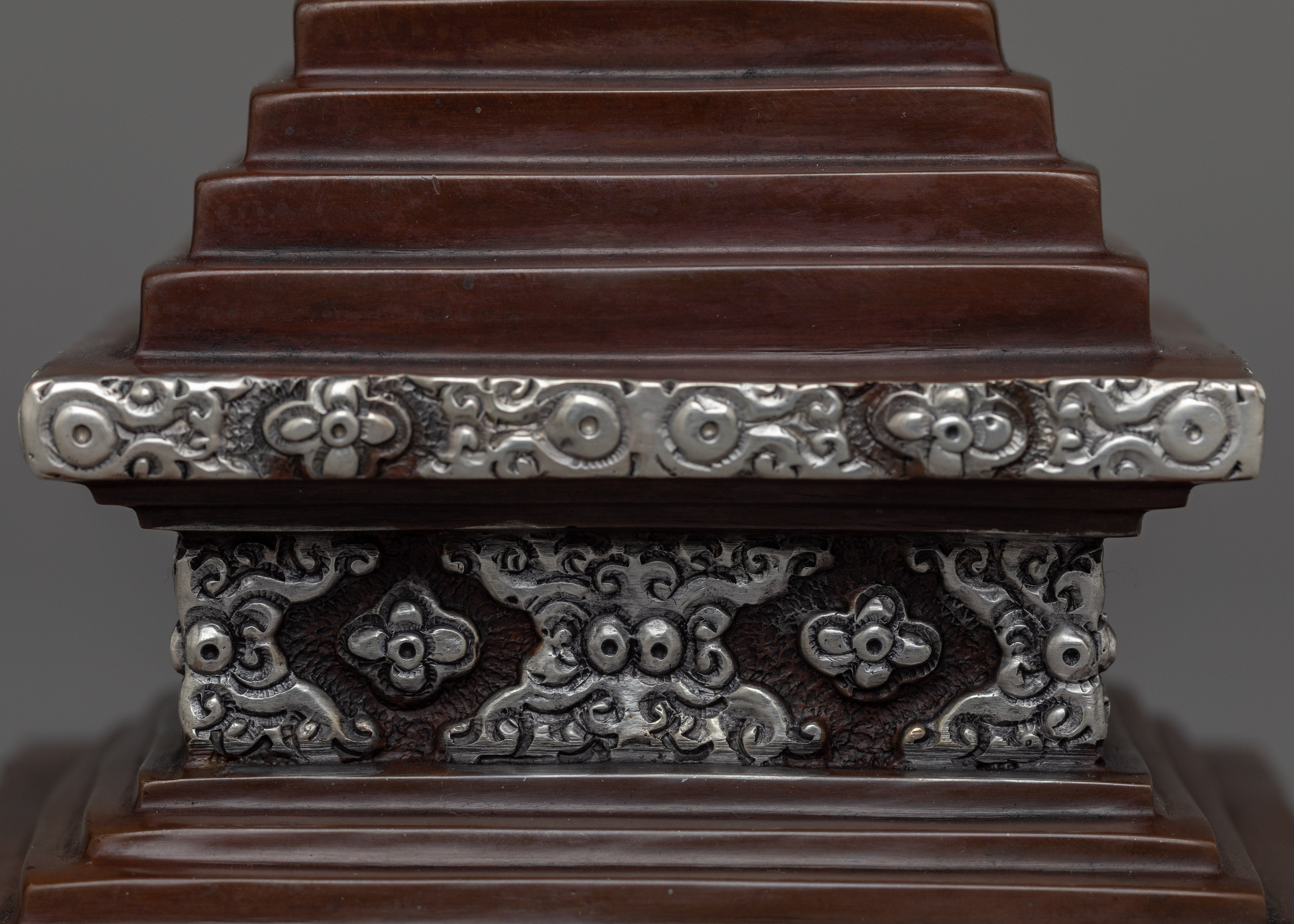 Handmade Copper Stupa | Exquisite Silver Plated Chorten for Buddhists