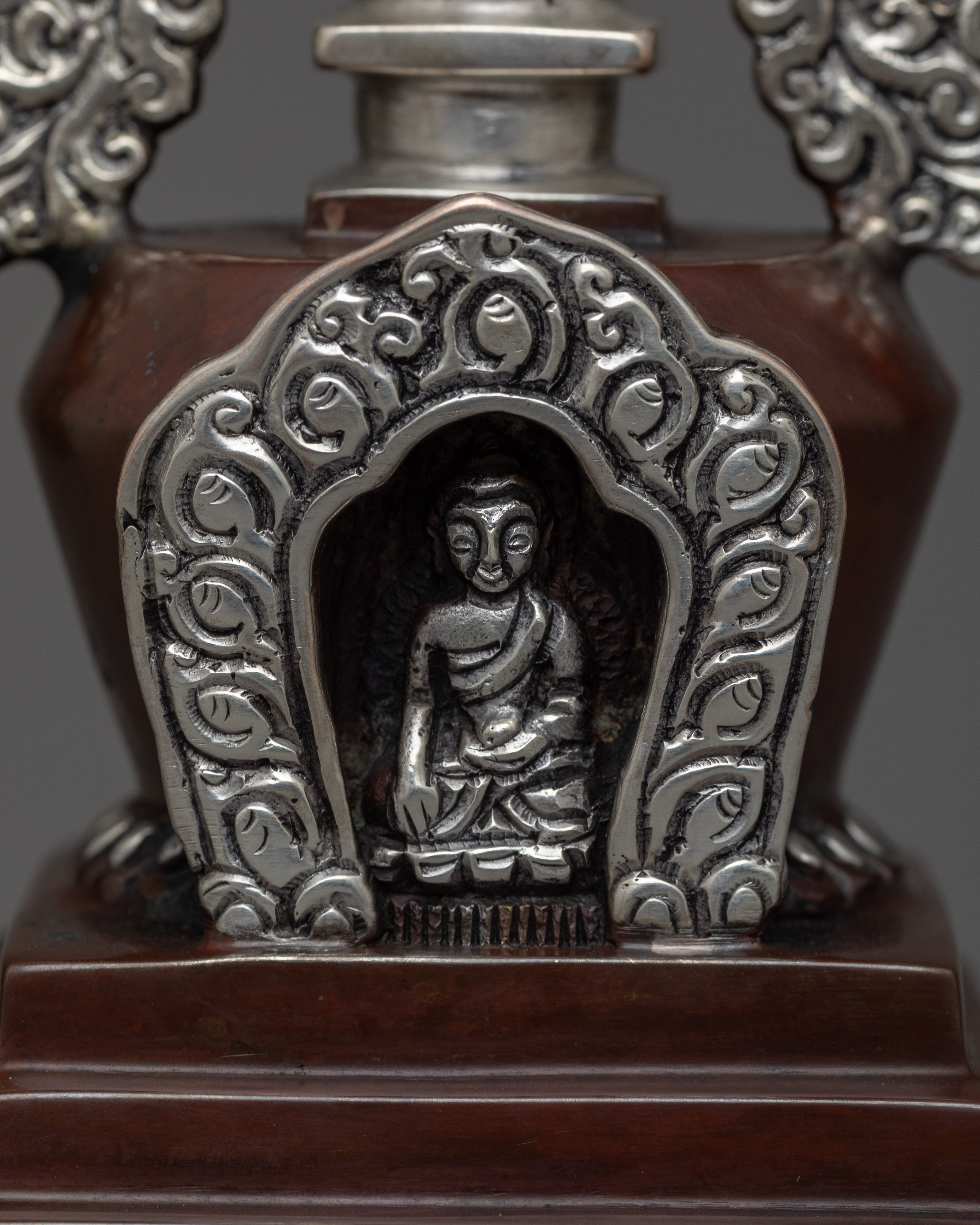 Handmade Copper Stupa | Exquisite Silver Plated Chorten for Buddhists