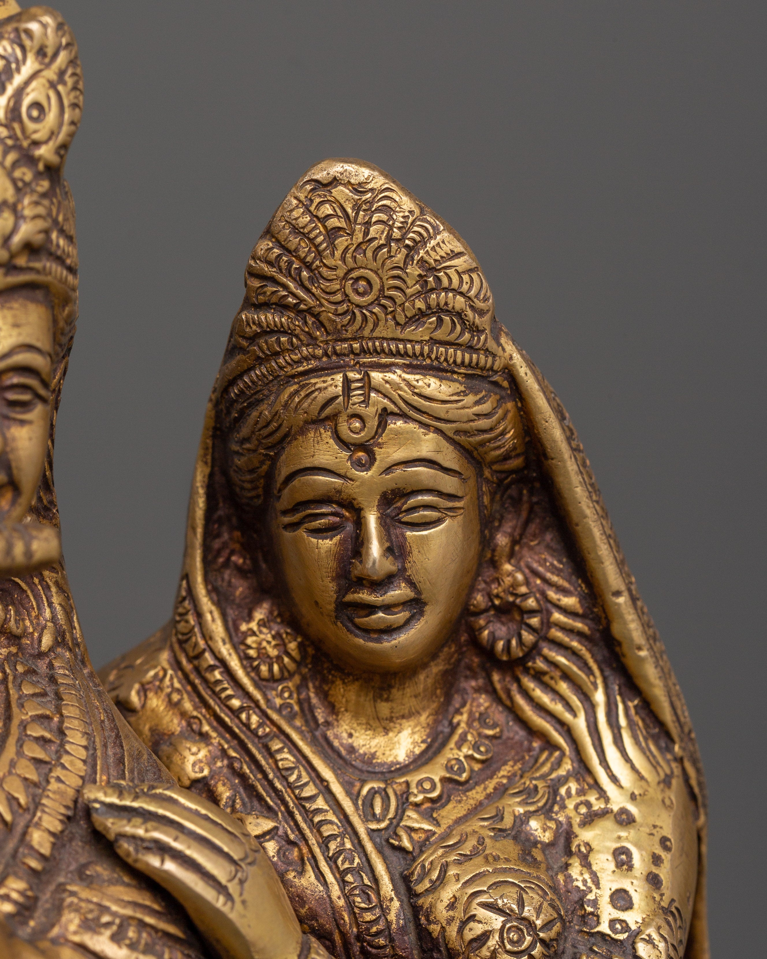 Brass Radha Krishna Statue | Hindu Deity Sculpture for Home Temple & Sacred Decor