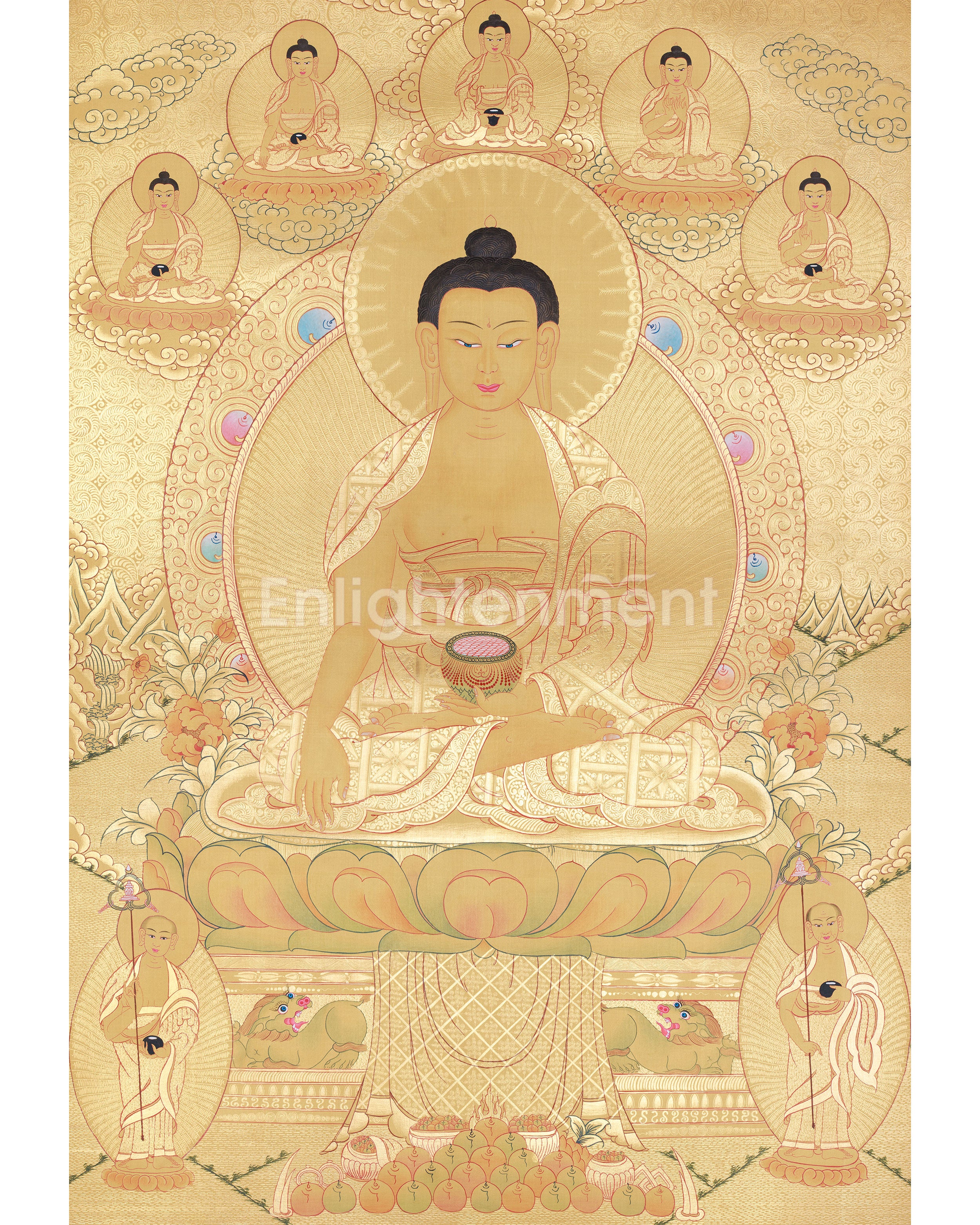 Hand-Painted Shakyamuni Buddha In Gold Style | Buddhist Thangka Painting