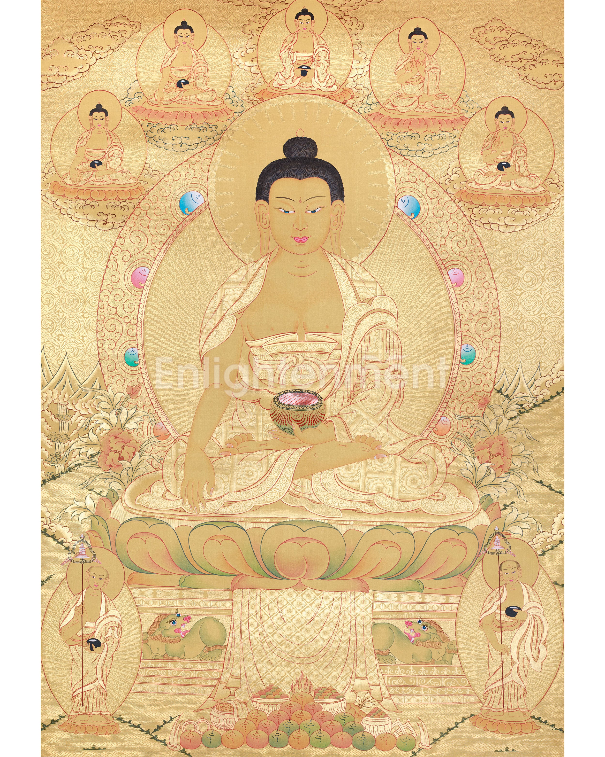 Hand-Painted Shakyamuni Buddha In Gold Style | Buddhist Thangka Painting