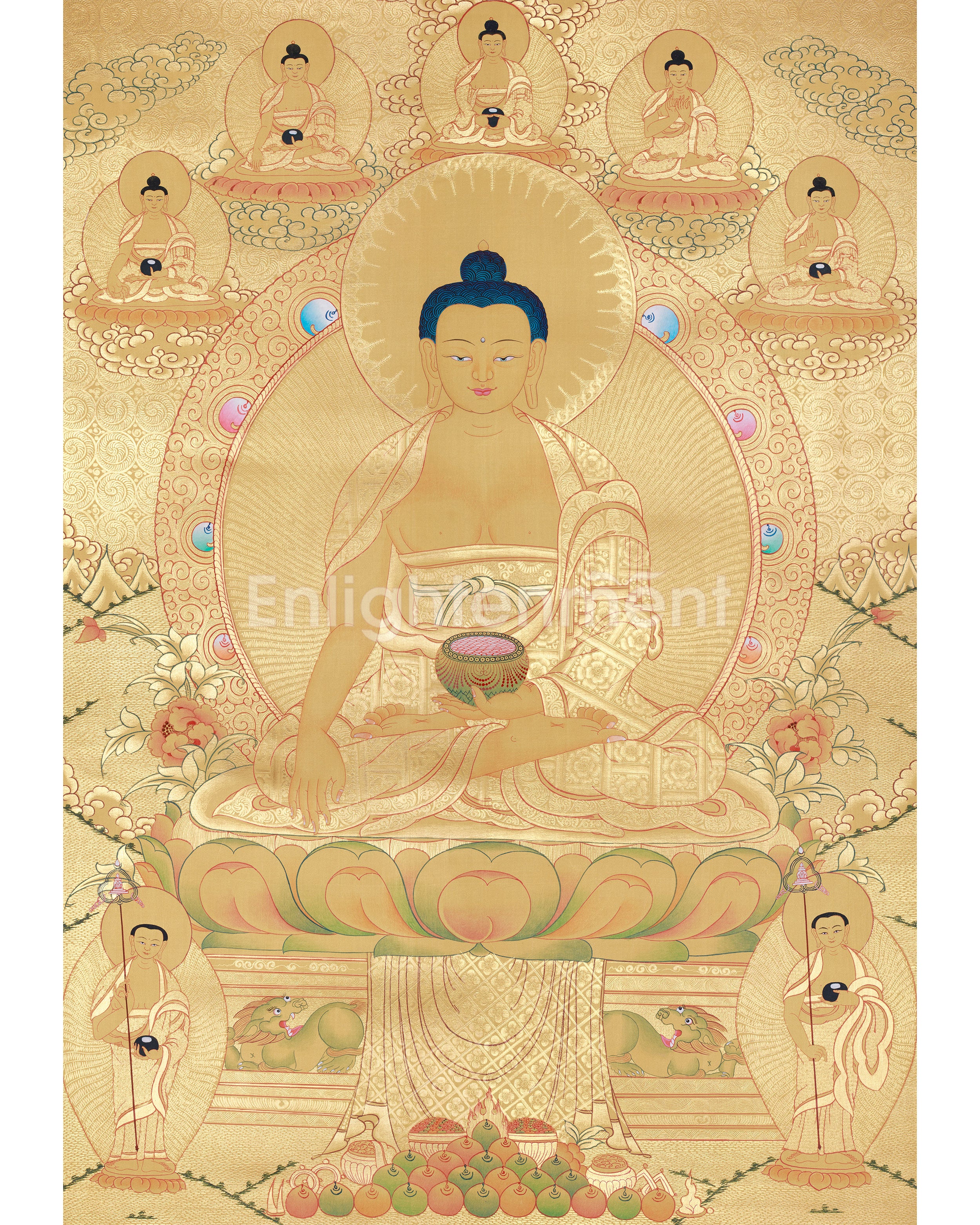 Hand-Painted Shakyamuni Buddha In Gold Style | Buddhist Thangka Painting