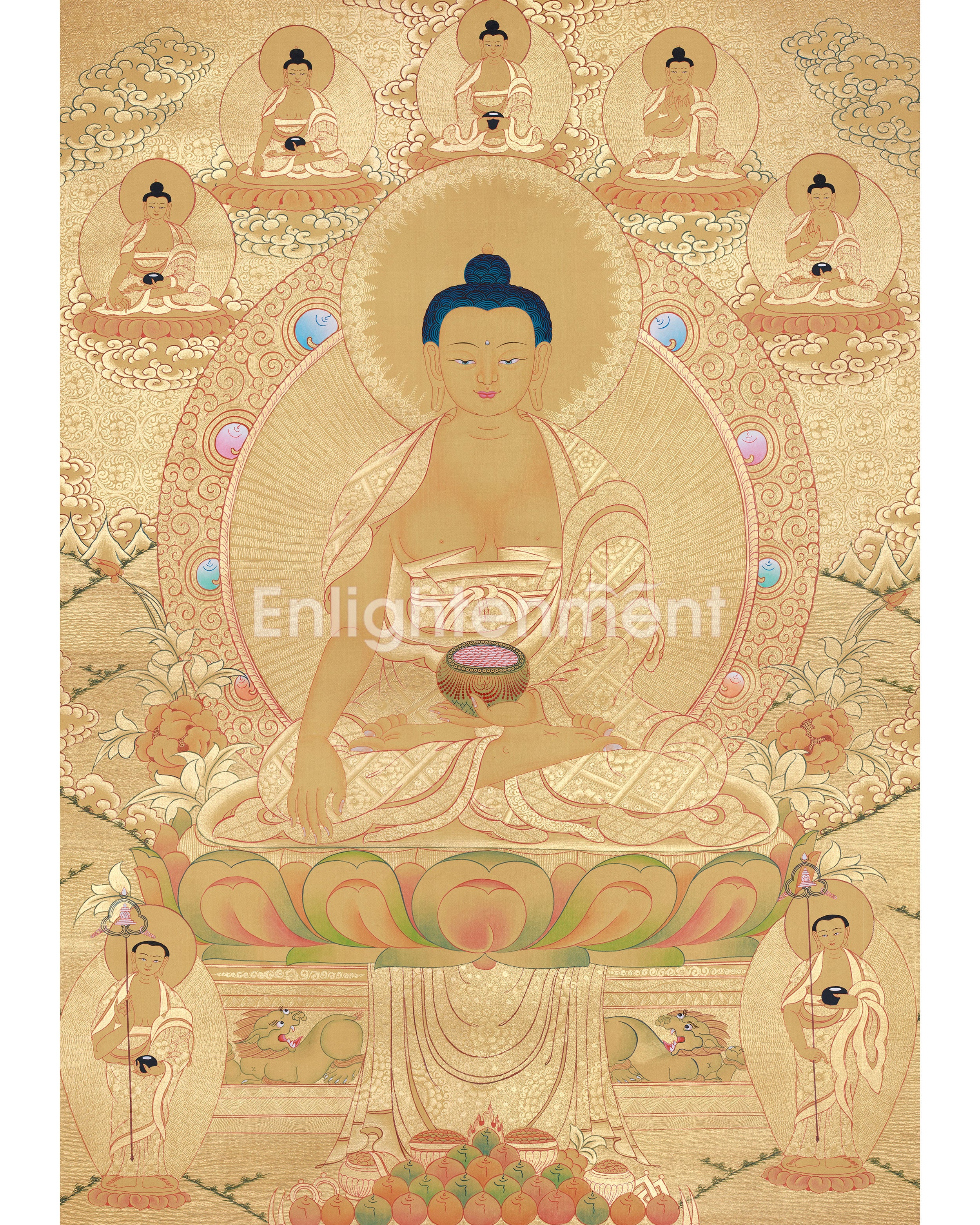Hand-Painted Shakyamuni Buddha In Gold Style | Buddhist Thangka Painting
