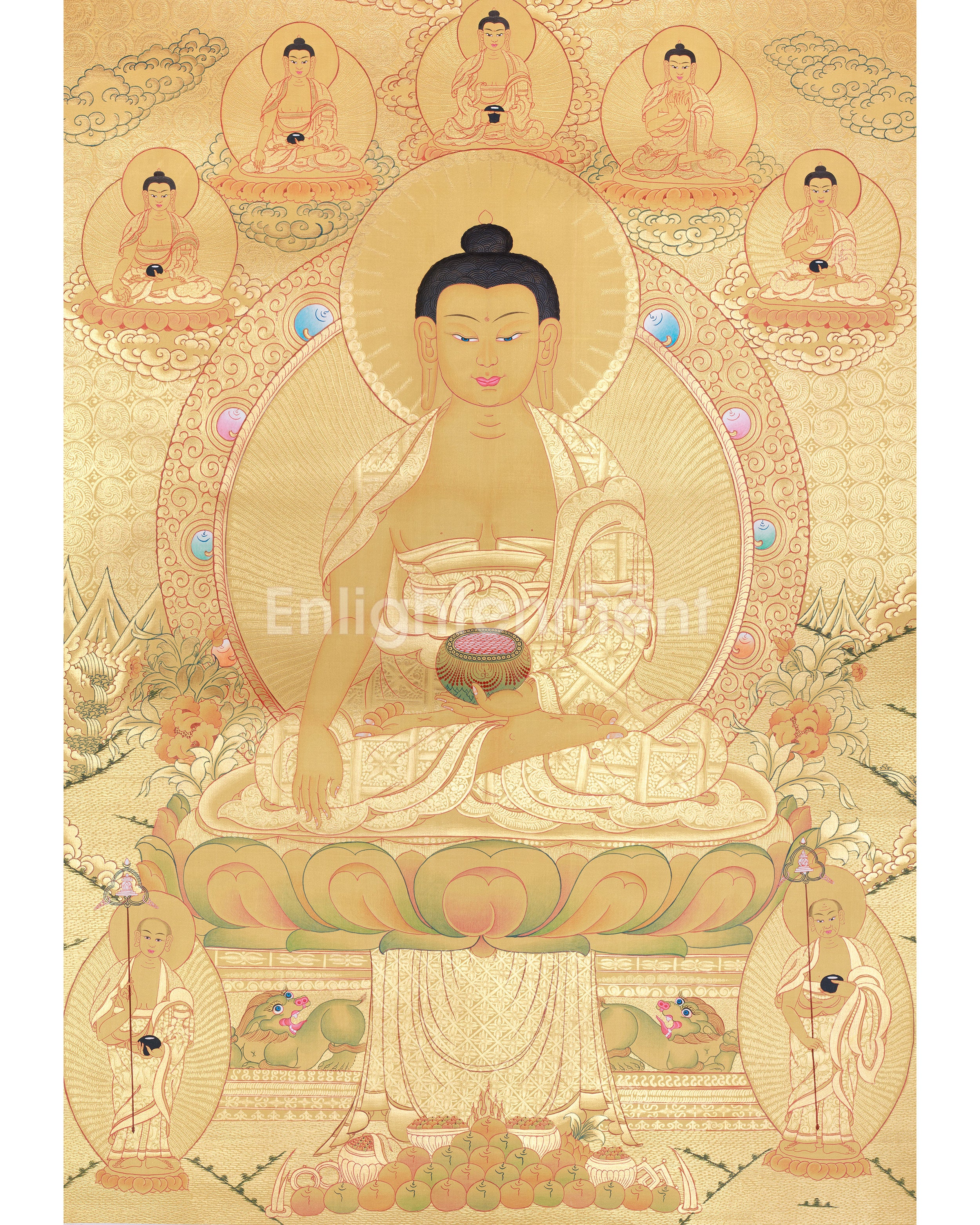Hand-Painted Shakyamuni Buddha In Gold Style | Buddhist Thangka Painting