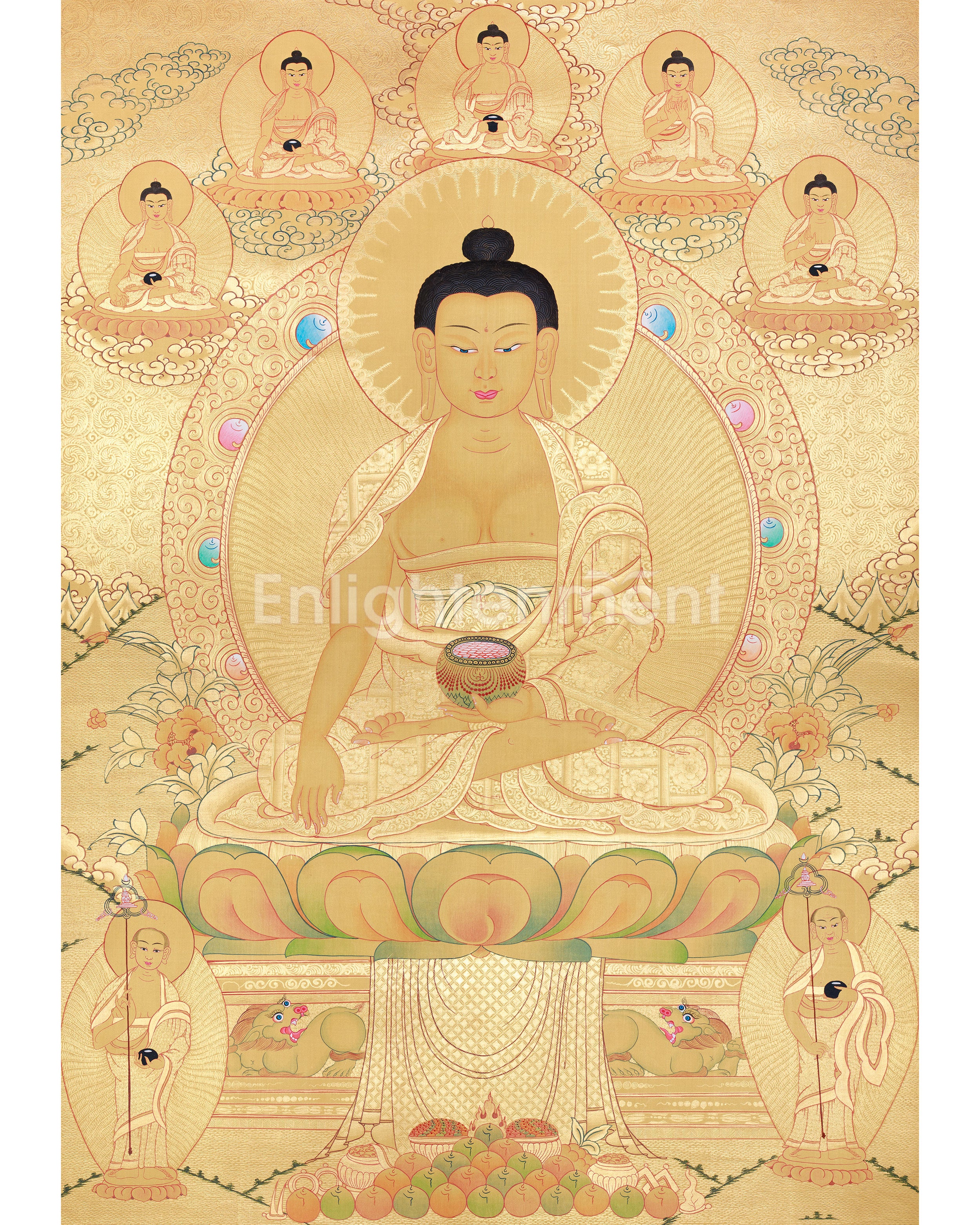 Hand-Painted Shakyamuni Buddha In Gold Style | Buddhist Thangka Painting