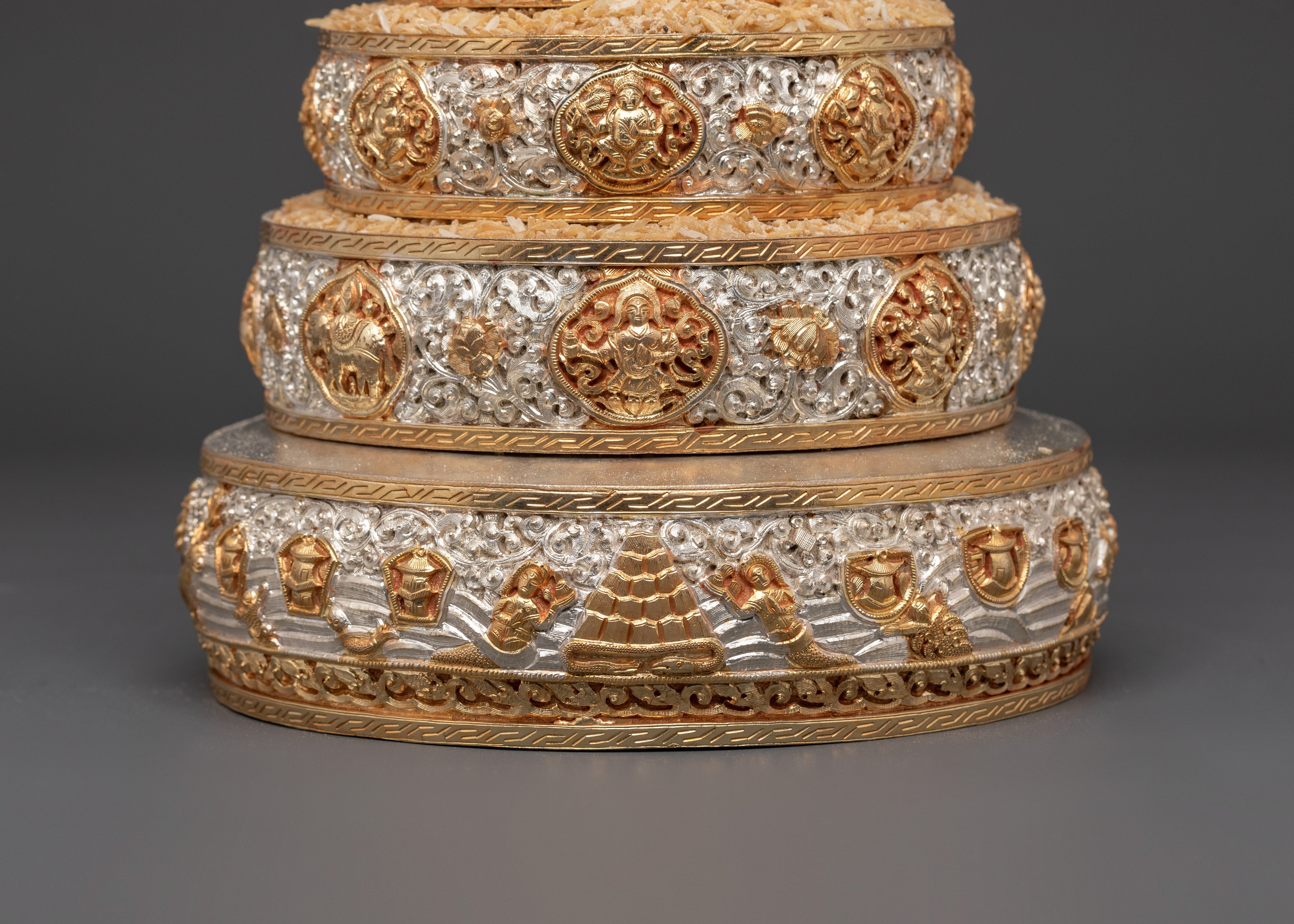 Silver Plated Mandala | Copper Design with Gold Plating & Turquoise