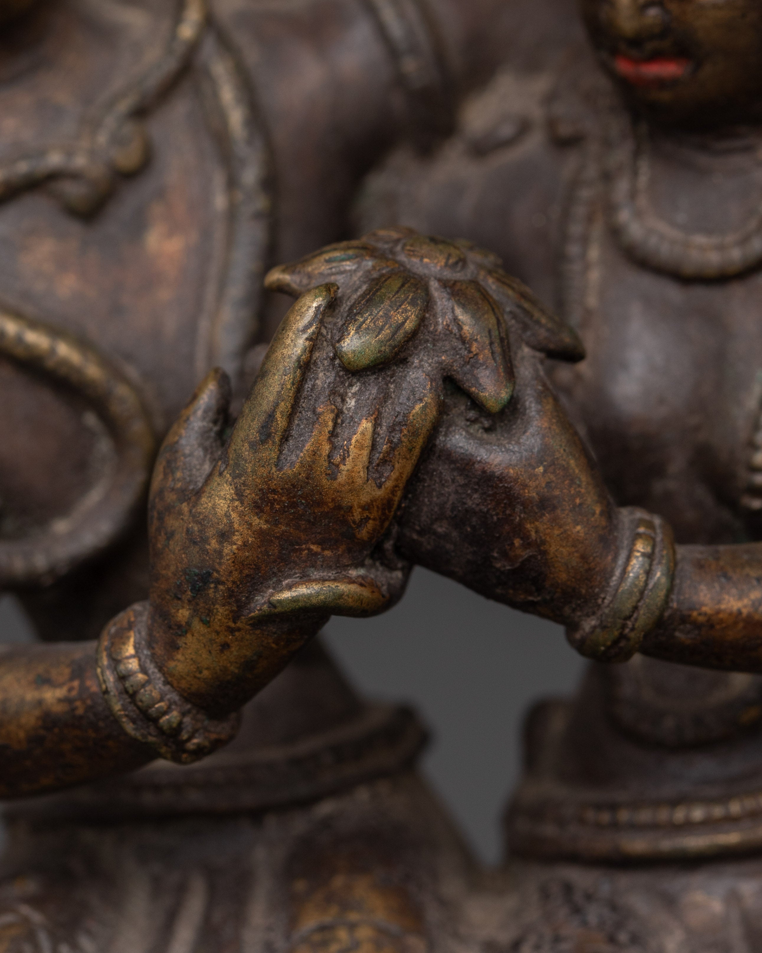 Vintage Bronze Shiva with Consort Statue for Altar & Sacred Decor
