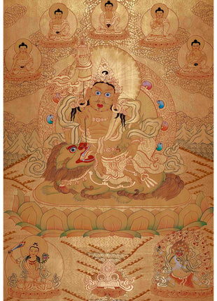Full Gold Namtose Thangka Painting | Guardian Dharmapala