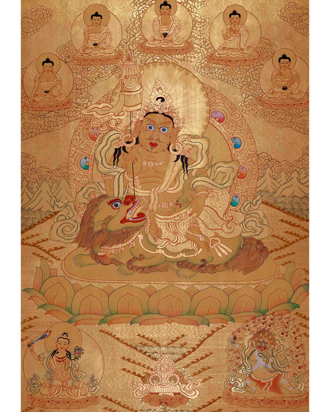 Full Gold Namtose Thangka Painting | Guardian Dharmapala