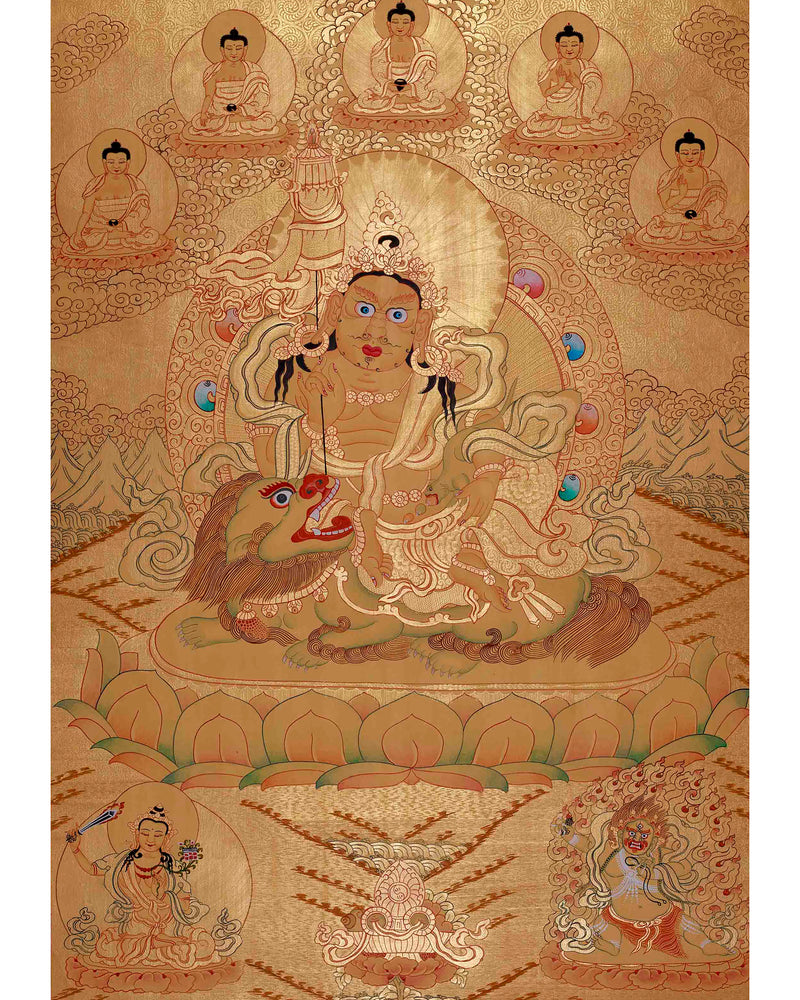 Full Gold Namtose Thangka Painting | Guardian Dharmapala