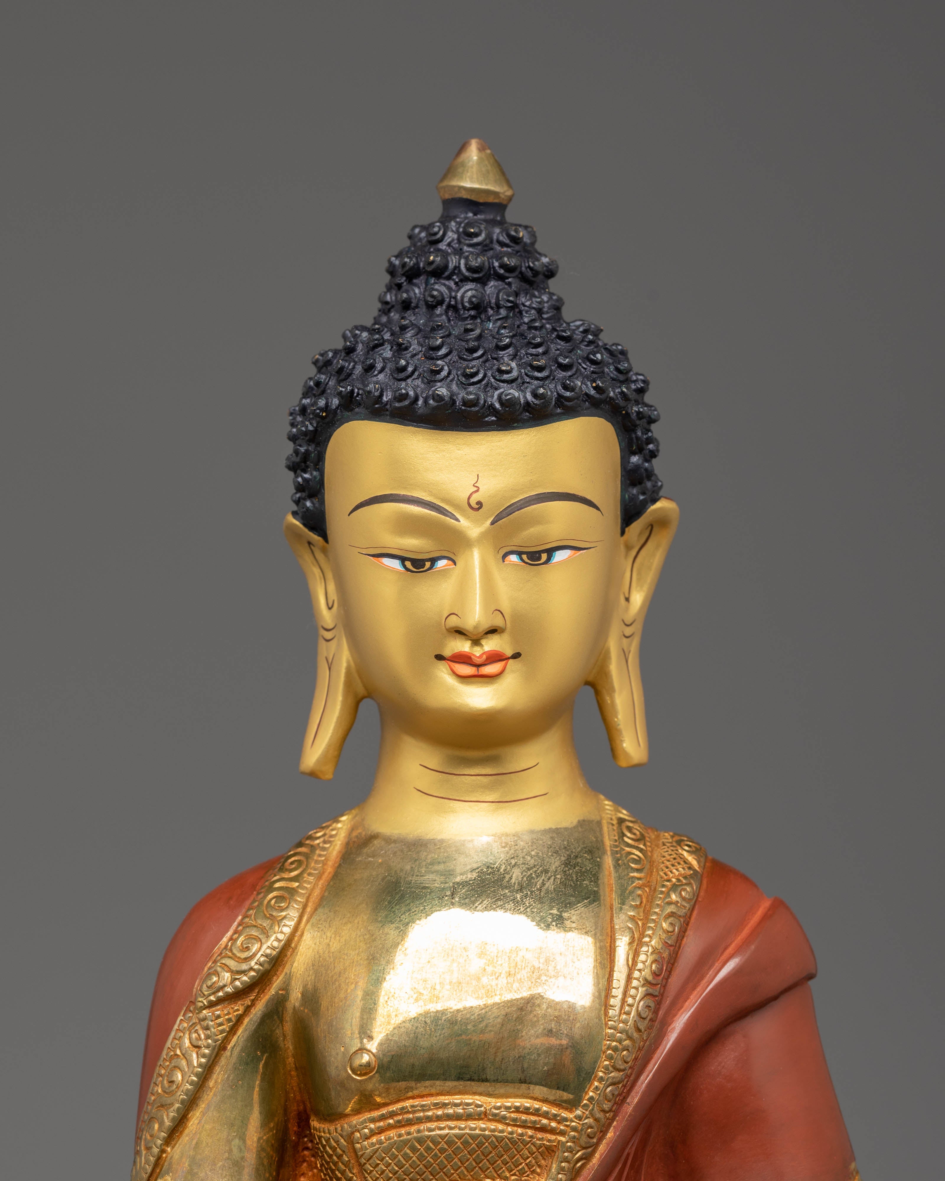 Tibetan Buddhist Statue of Shakyamuni Buddha | Statue with Turquoise and Coral