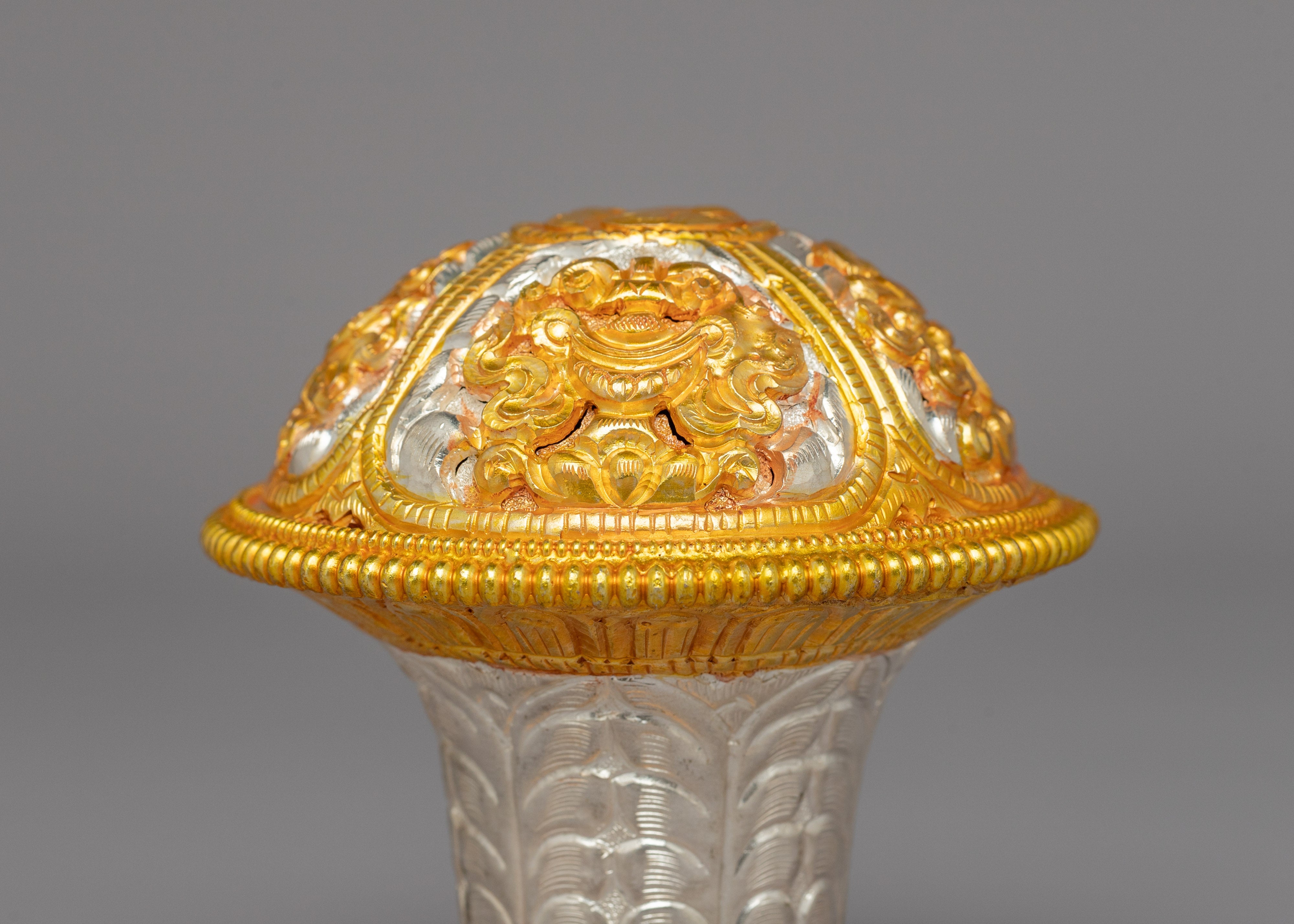 Handcrafted Brocade Stick Cap | Traditional Tibetan Ritual Accessory