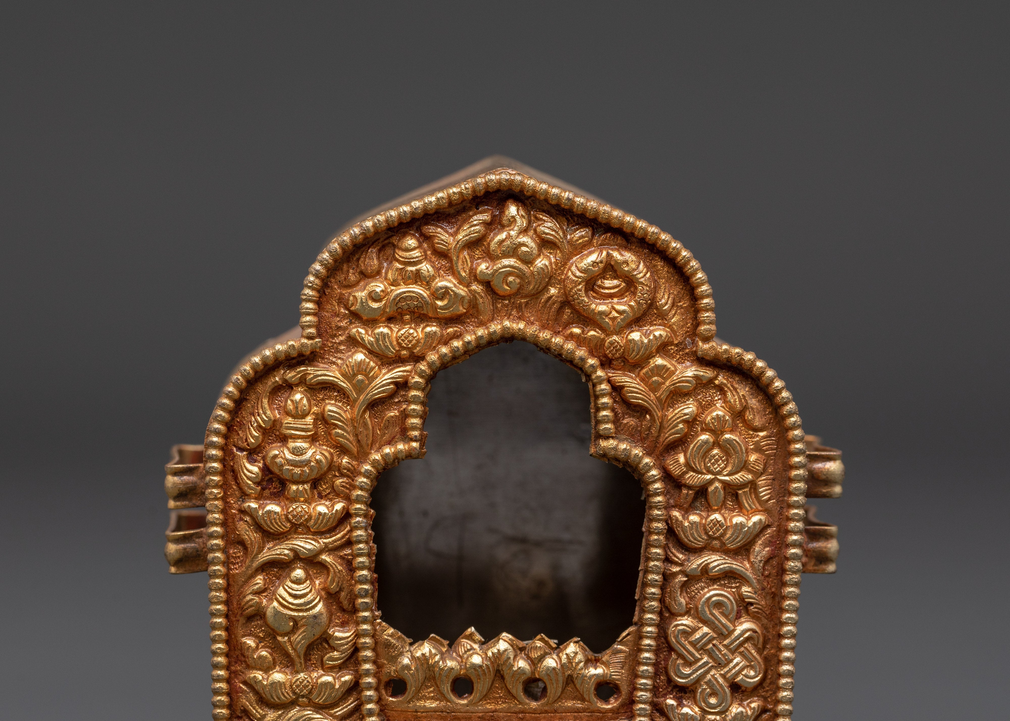 Handmade Spiritual Tibetan Ghau Box | Copper Gold Plated Ritual Box