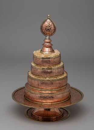 Exquisite Copper Mandala Stupa for Buddhist Rituals and Meditation | Ritual Copper Mandala