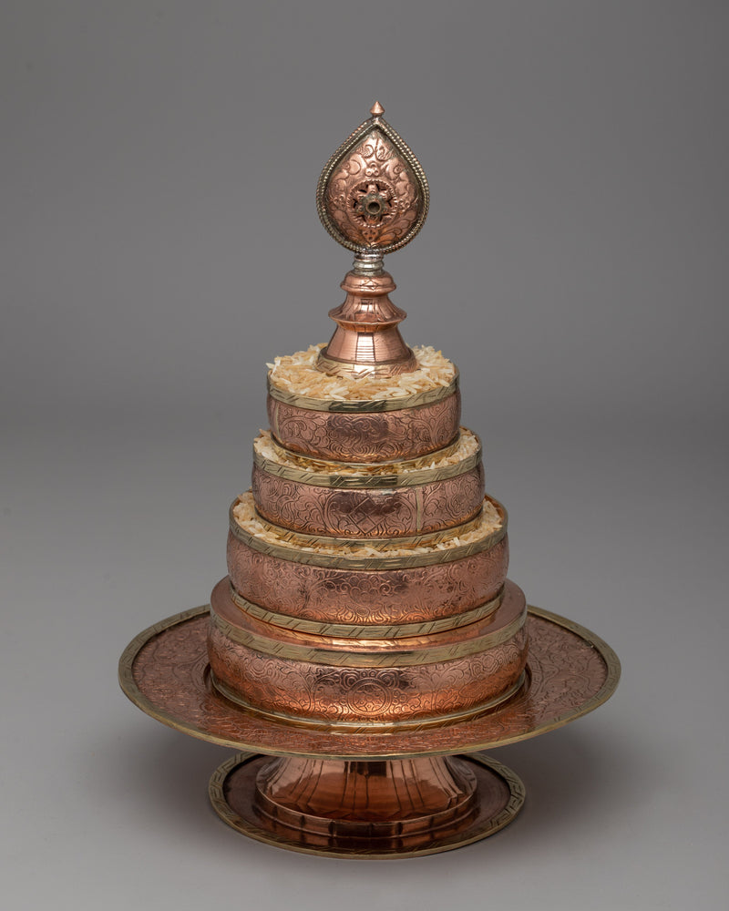 Exquisite Copper Mandala Stupa for Buddhist Rituals and Meditation | Ritual Copper Mandala