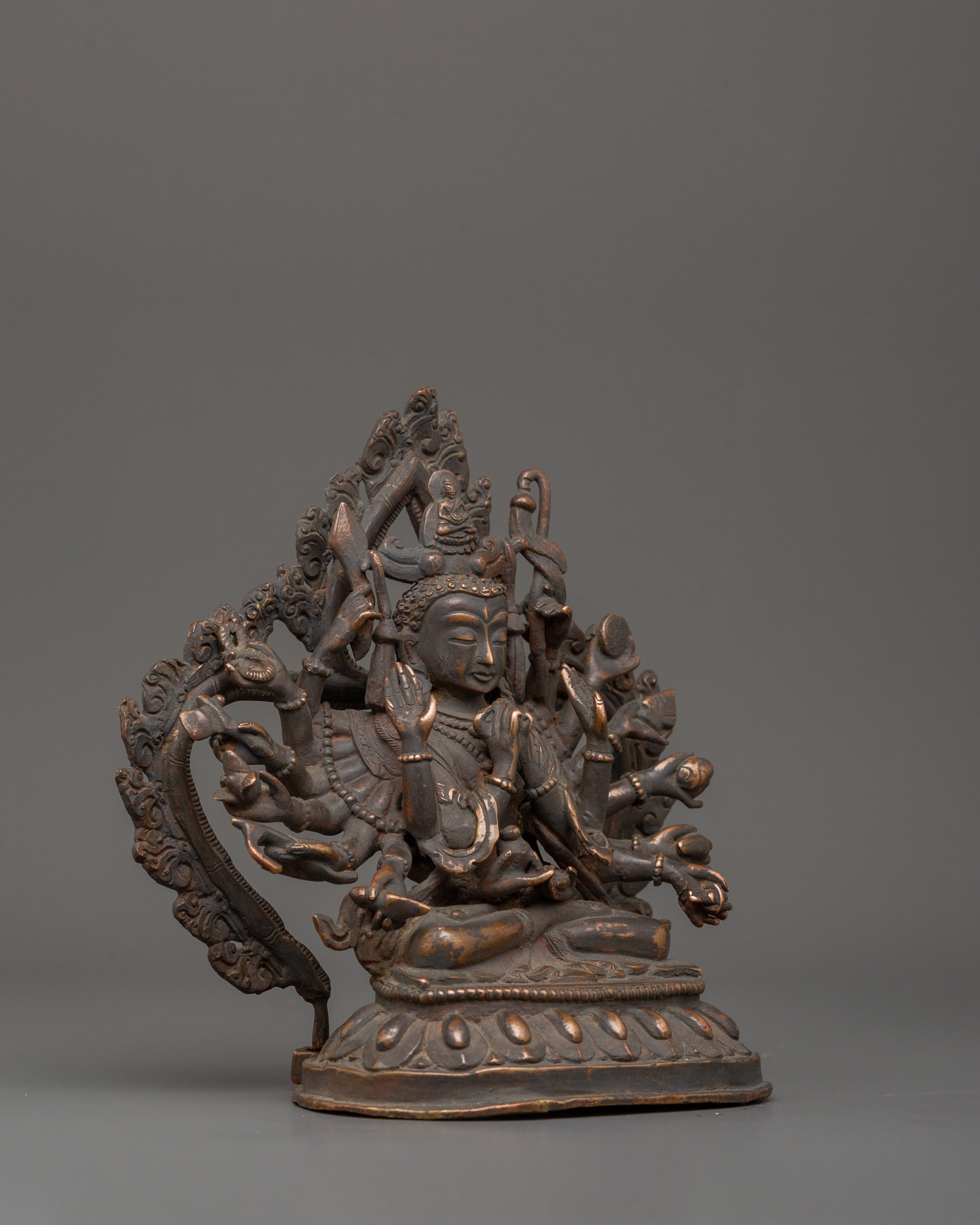 Antique Copper Chundi Statue | Buddhist Deity of Compassion & Prosperity