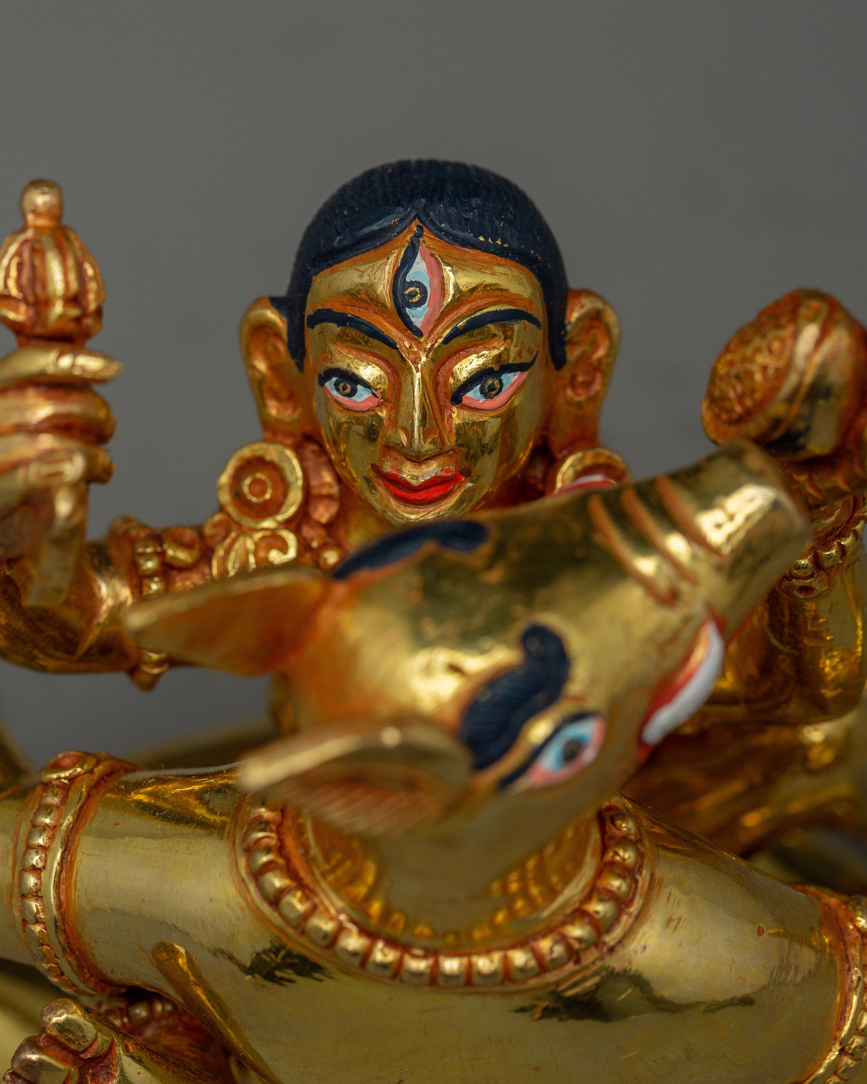 Varaha with Consort Statue | Handcrafted Gold Gilded Copper Vishnu Avatar