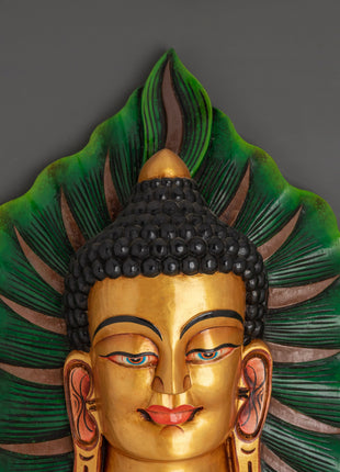 Buddha Wall Hanging on Bodhi Leaf | Symbol of Enlightenment & Peace
