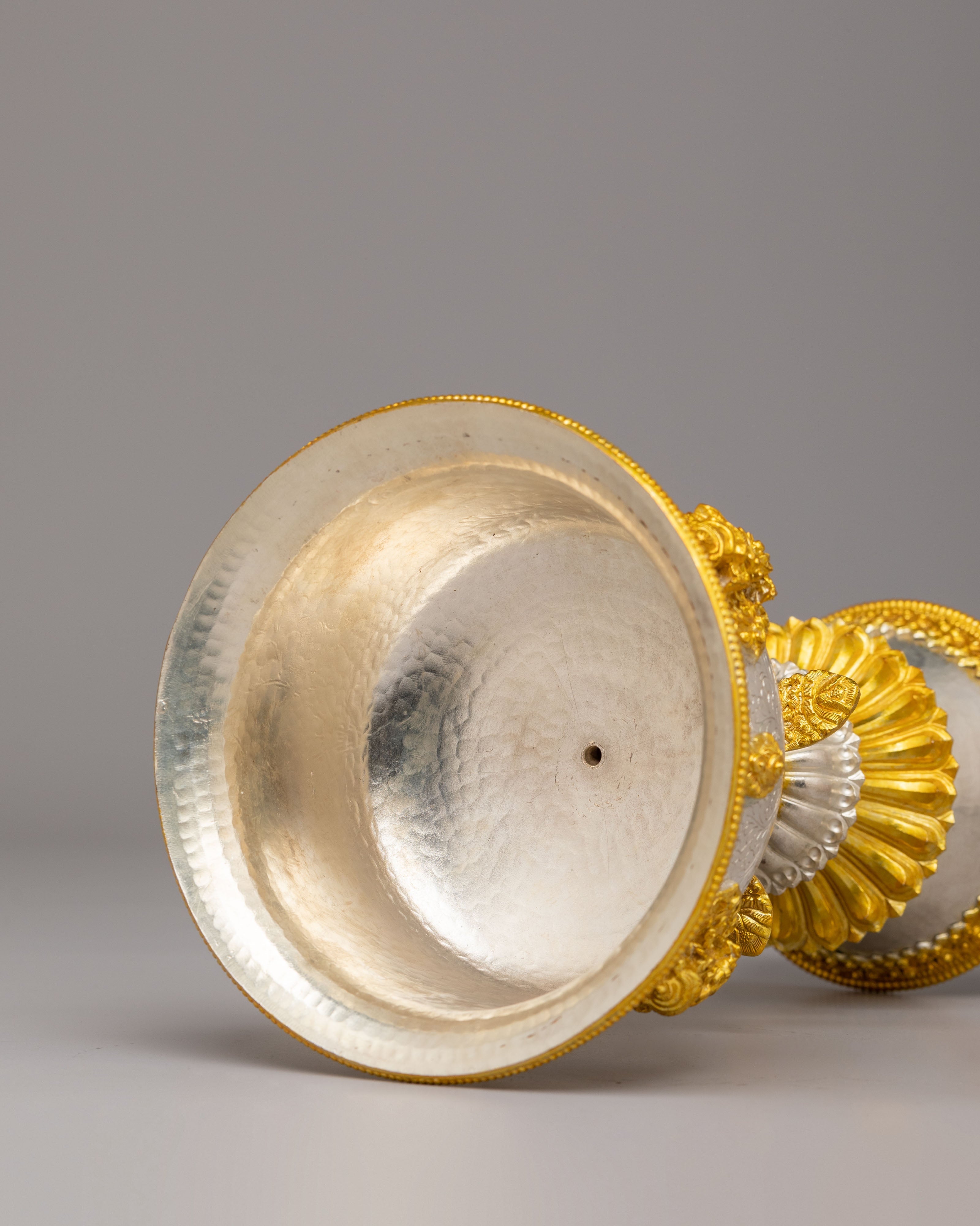 Tibetan Offering Butter Lamp | Copper Body with Gold & Silver Plating