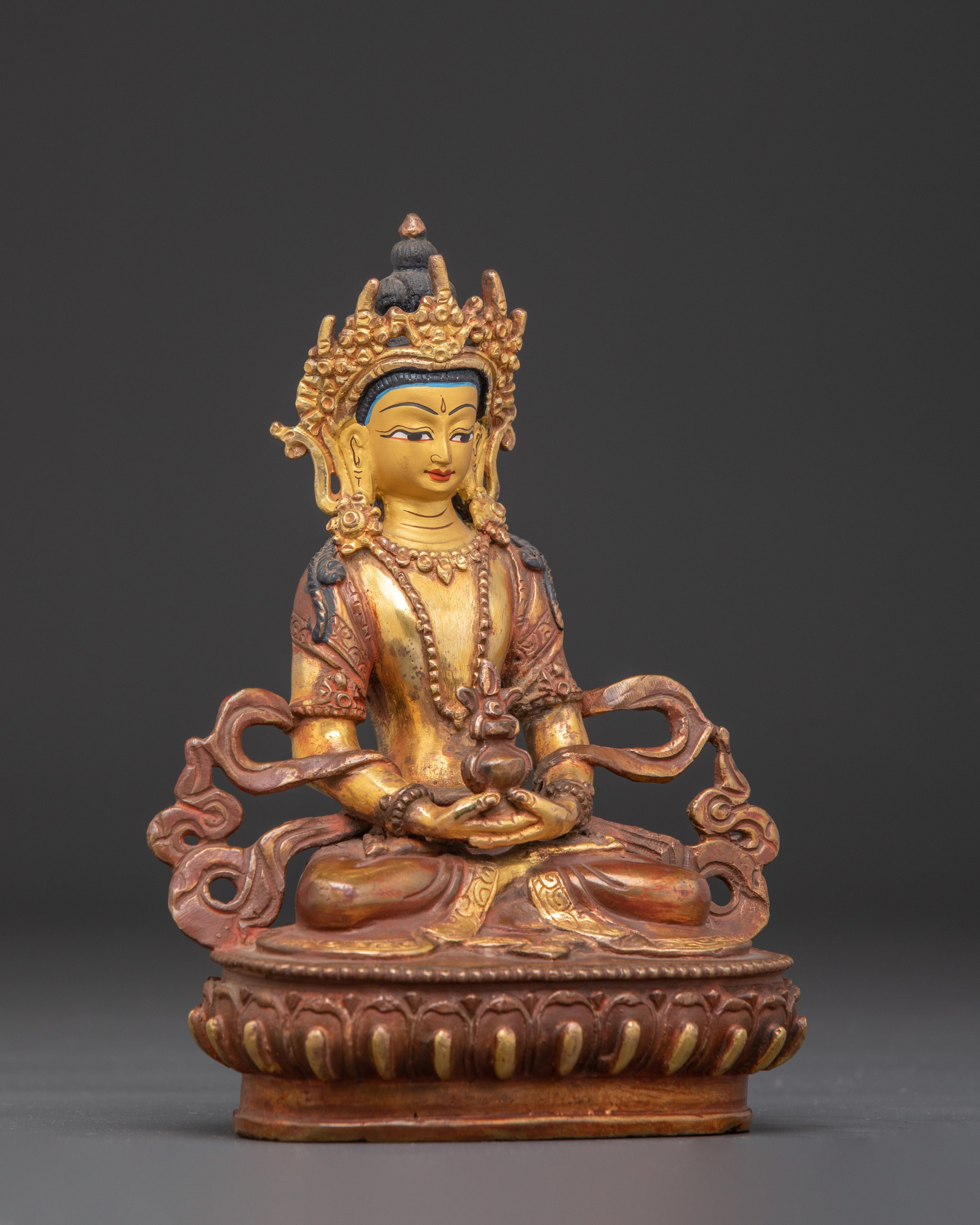 Gold Plated Buddha Amitayus Sculpture | Symbol of Vitality and Longevity