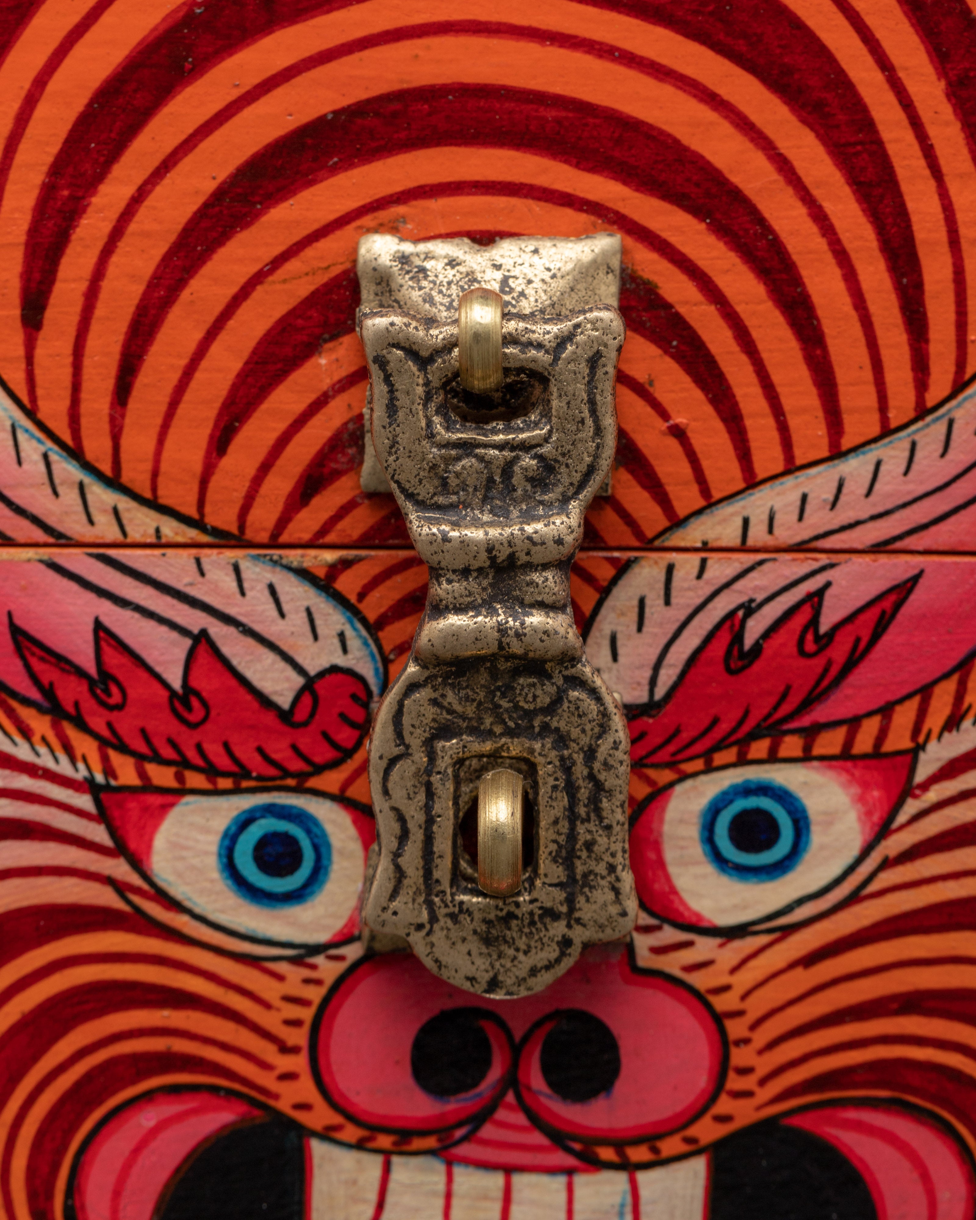 Hand-made Tibetan Tiger Box | Red Color Ritual Storage