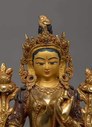 Buddhist Goddess Green Tara Sculpture | Sacred Spiritual Shrine Decor