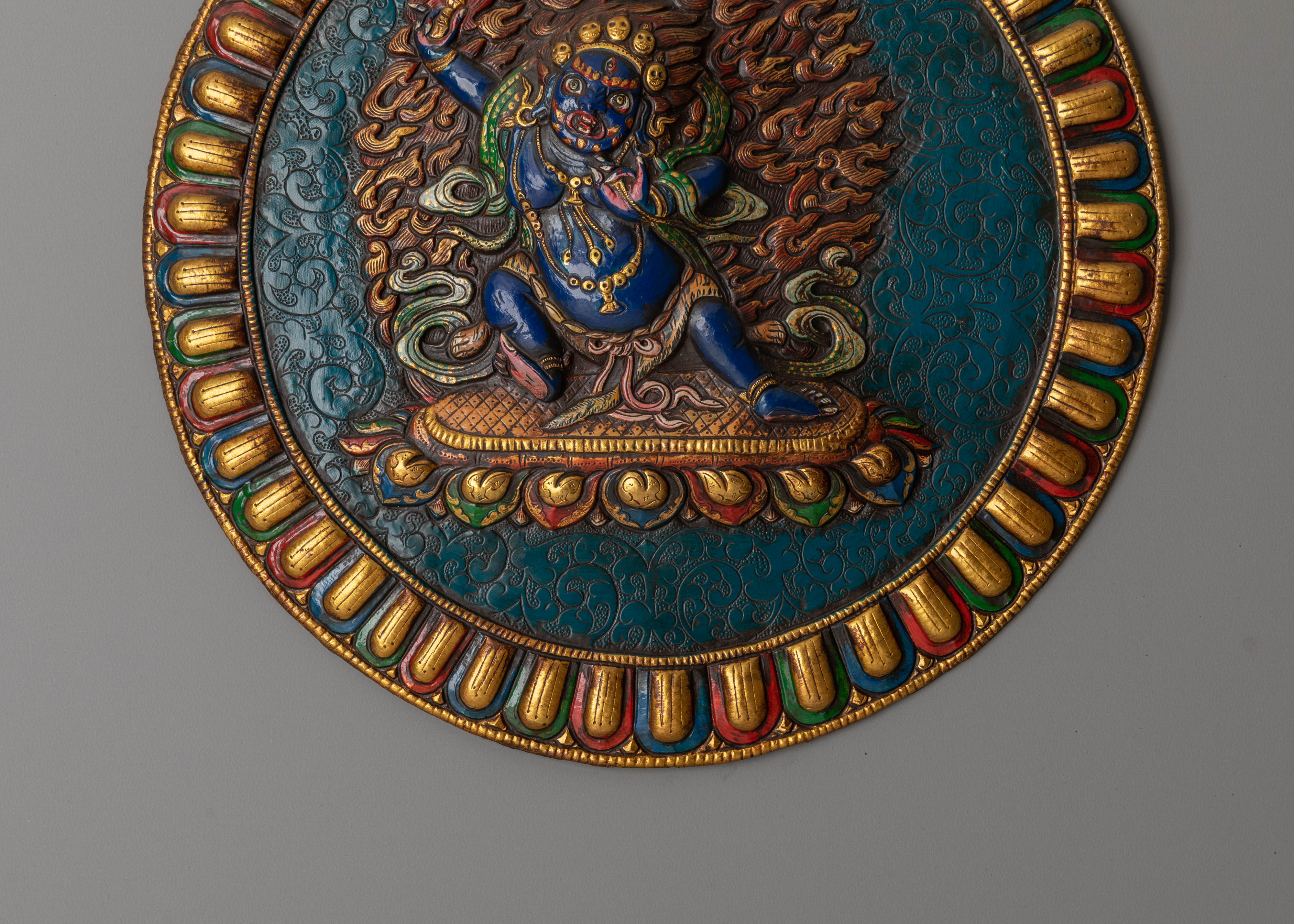 Himalayan Buddhist Wall Hanging | Vajrapani Copper Wall Art