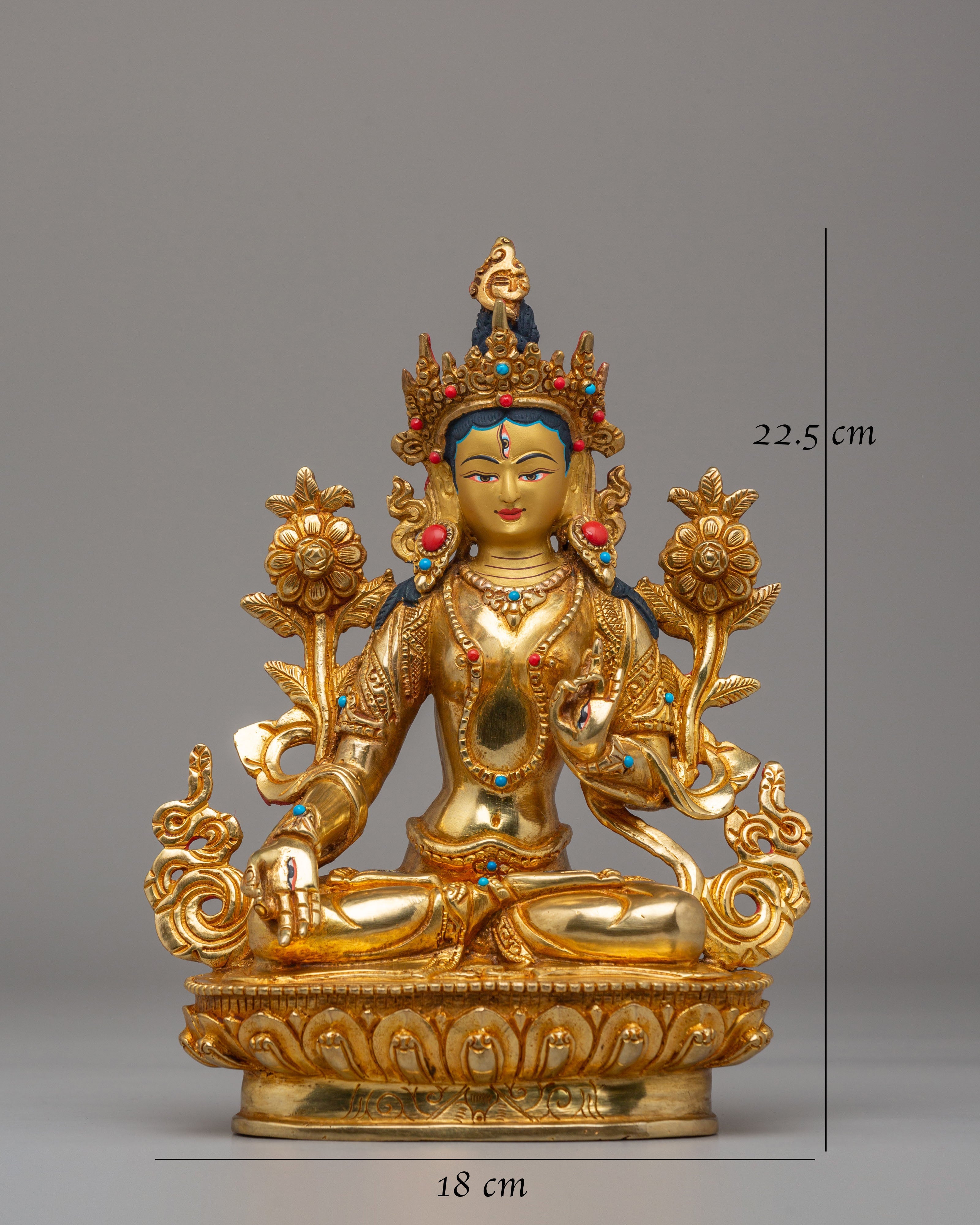 Tibetan Buddhist White Tara Statue |  24K Gold Plated Sita Tara Sculpture