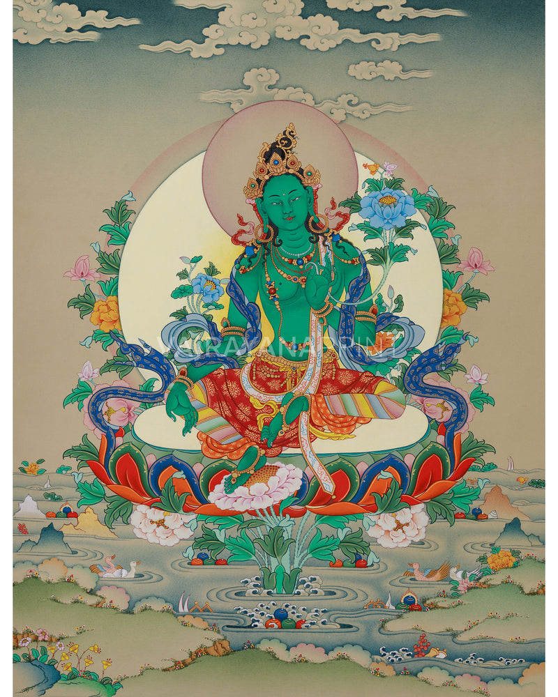 Jetsun Drolma (Green Tara) Thangka Print