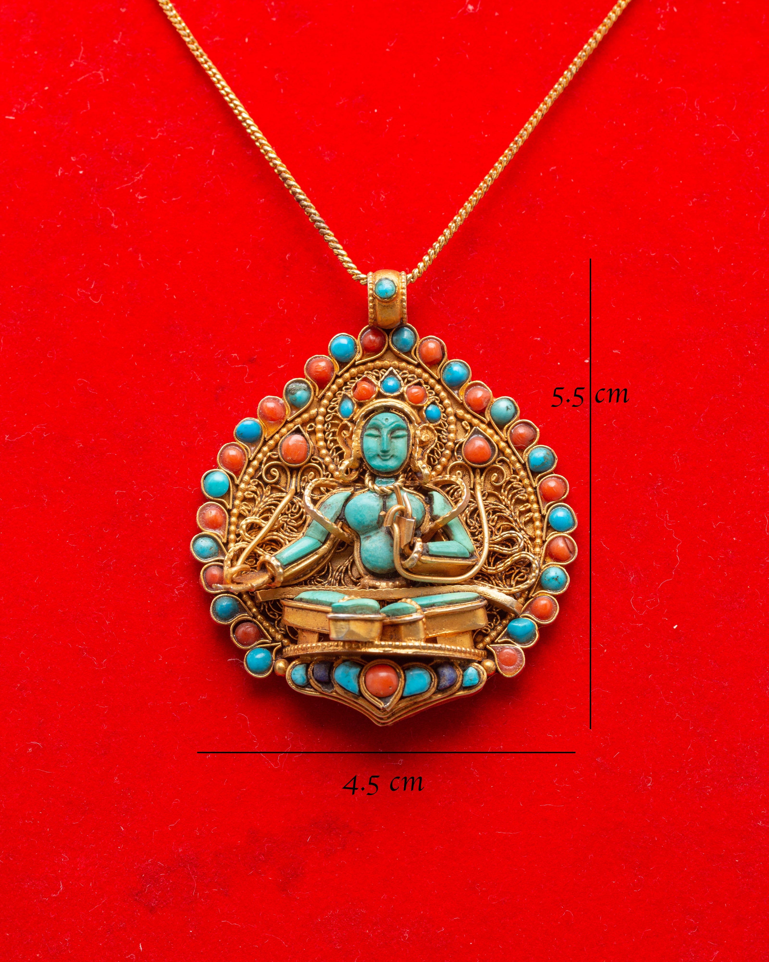 Handmade Green Tara Statue Locket | Mother of All Buddhas