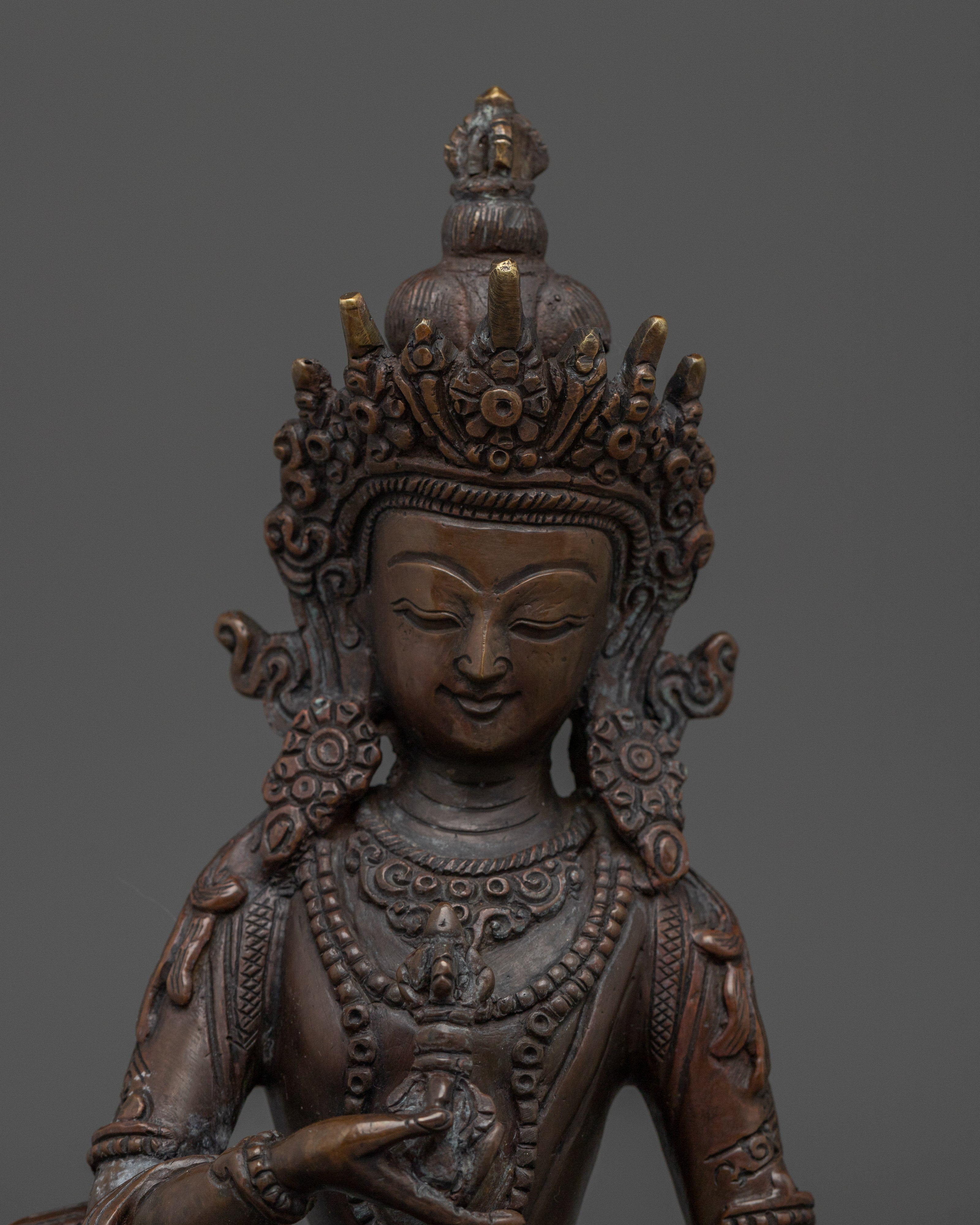 Dark Oxidized Copper Vajrasattva Statue | Dorje Sempa - Supreme Purifier