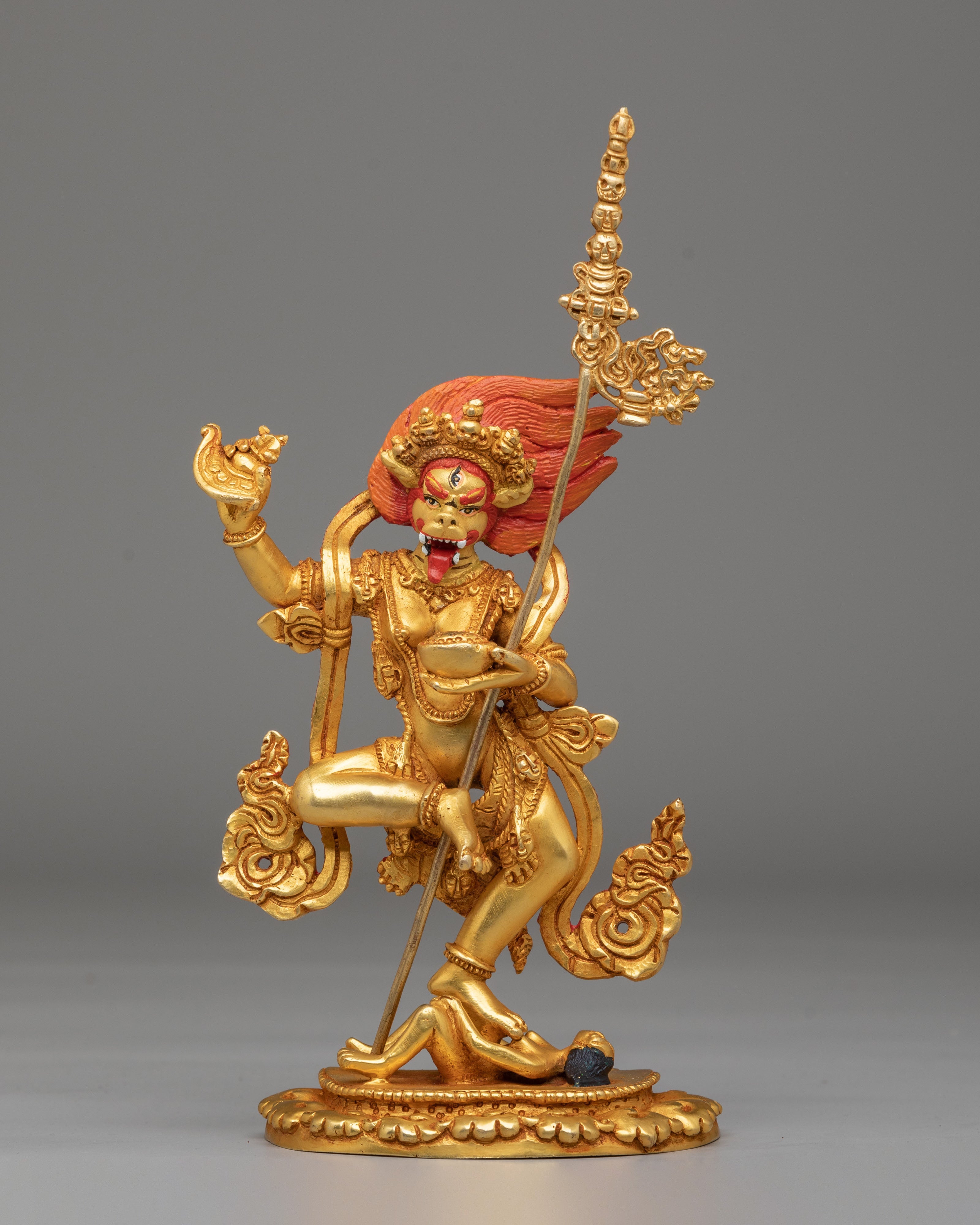 Handmade Buddhist Simhamukha Statue | Tibetan Goddess Sculpture