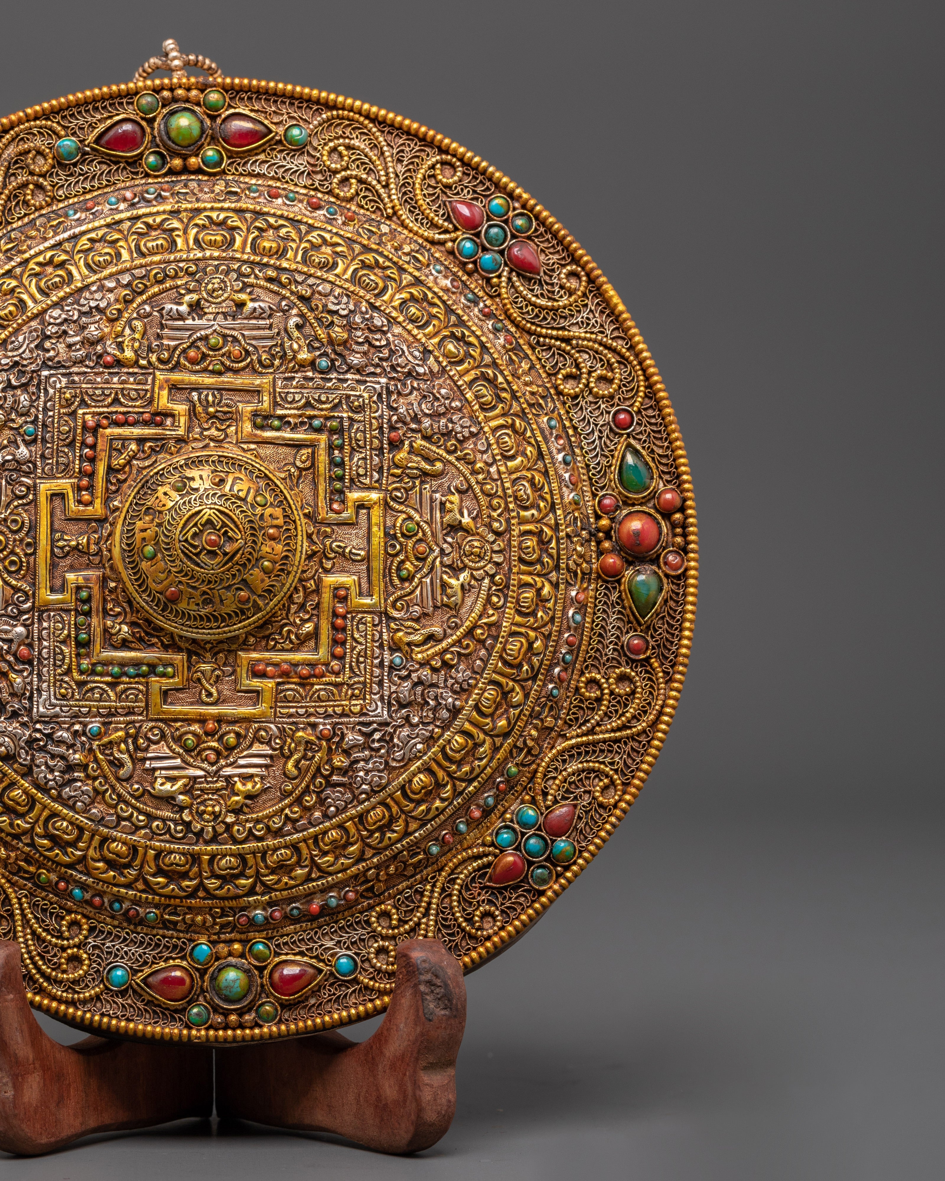 Serenity Mandala Wall Hanging | Handmade Copper, Silver & Gold Polished Art