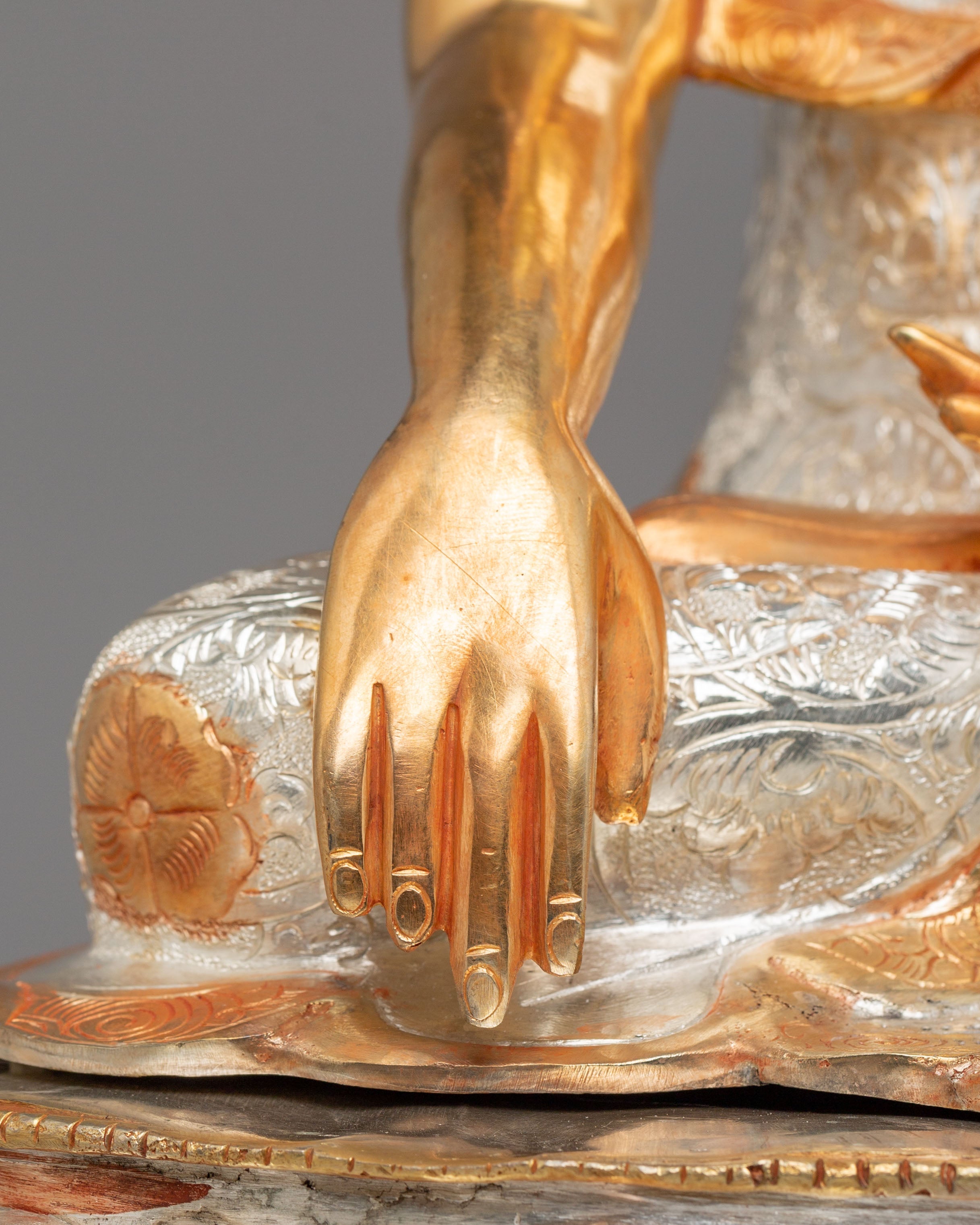 Buddhist Crown Shakyamuni Buddha Statue | Handcrafted Tibetan Deity Sculpture