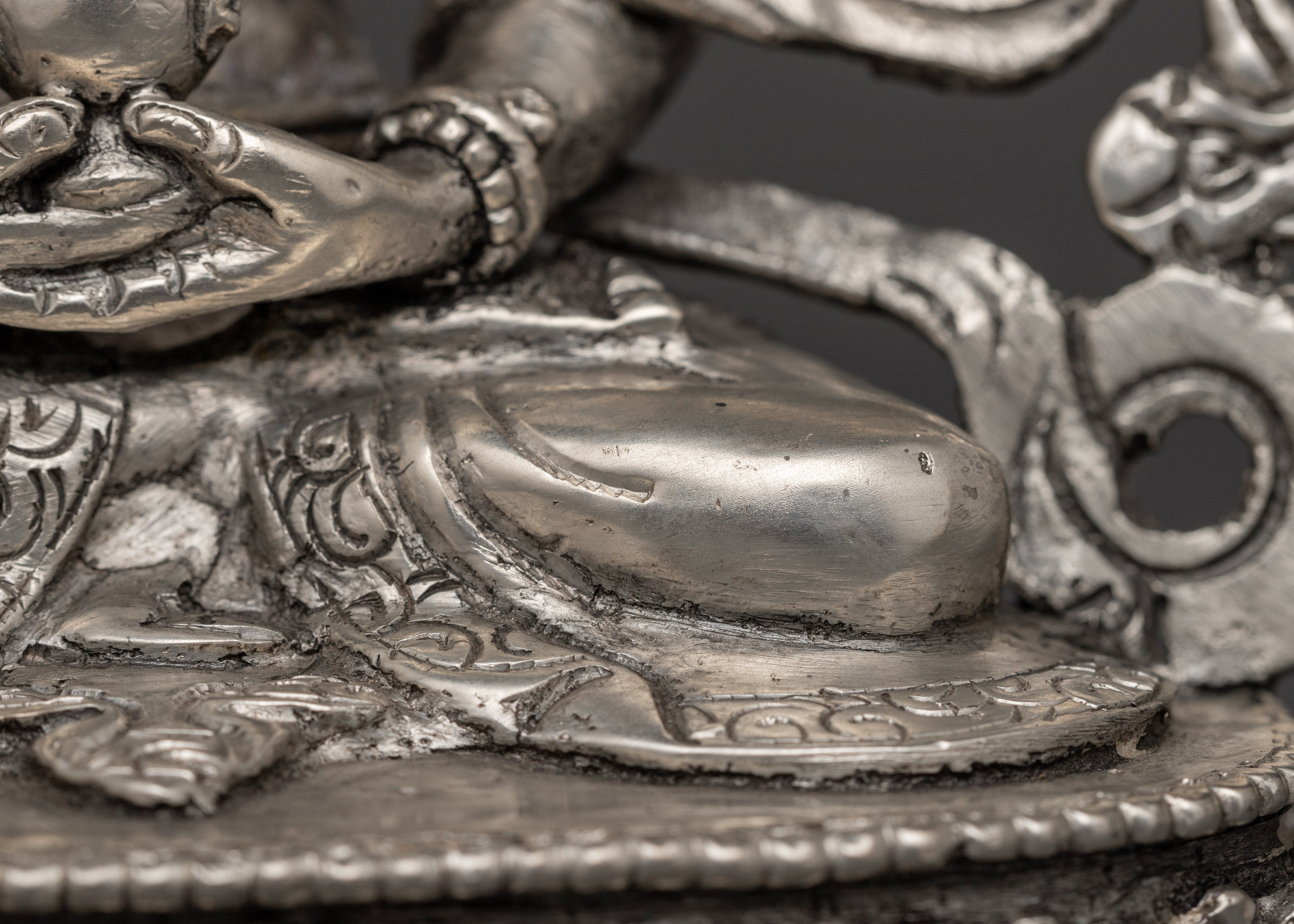 Amitayus Copper Body Silver Plated Statue | Buddhist Meditation Decor