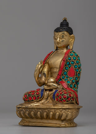 Handcrafted Brass Amoghasiddhi Buddha Statue | Spiritual Home Decor