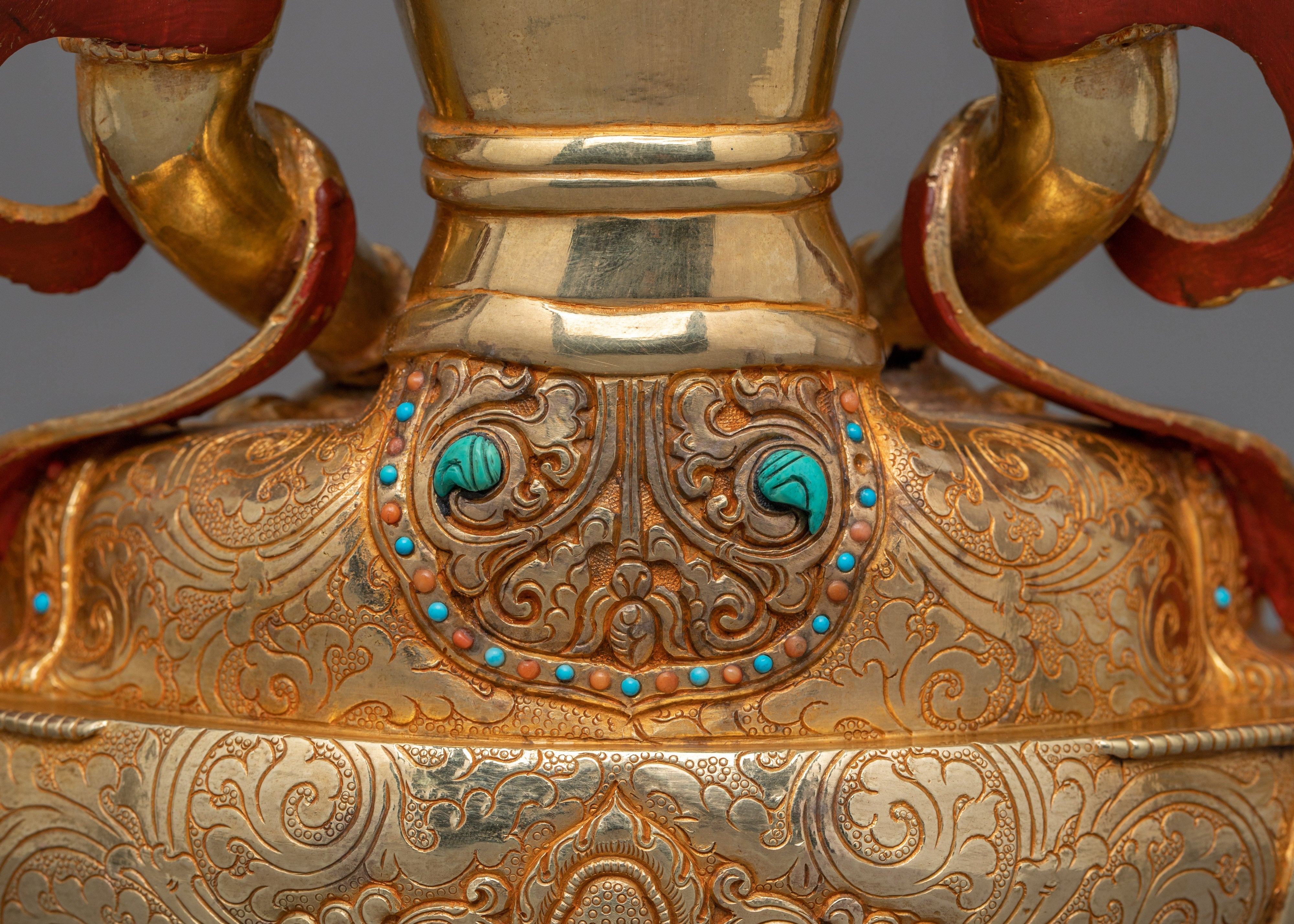 Meditation Deity Amitayus Figurine | Gold Gilded Traditional Himalayan Art