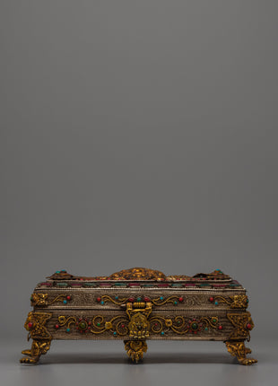 Tibetan Treasure Box with Silver Wire