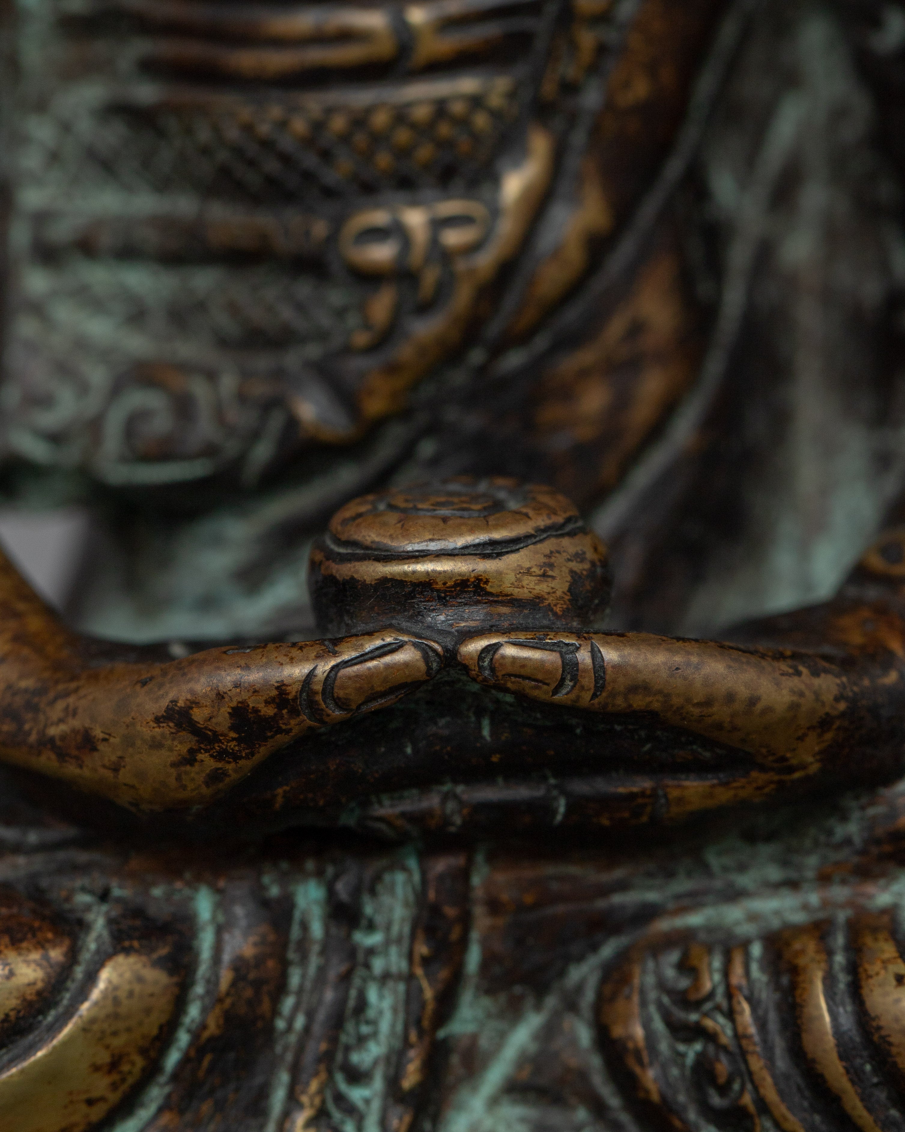 Antique Finished Amitabha Buddha Statue | Symbol of Compassion and Wisdom