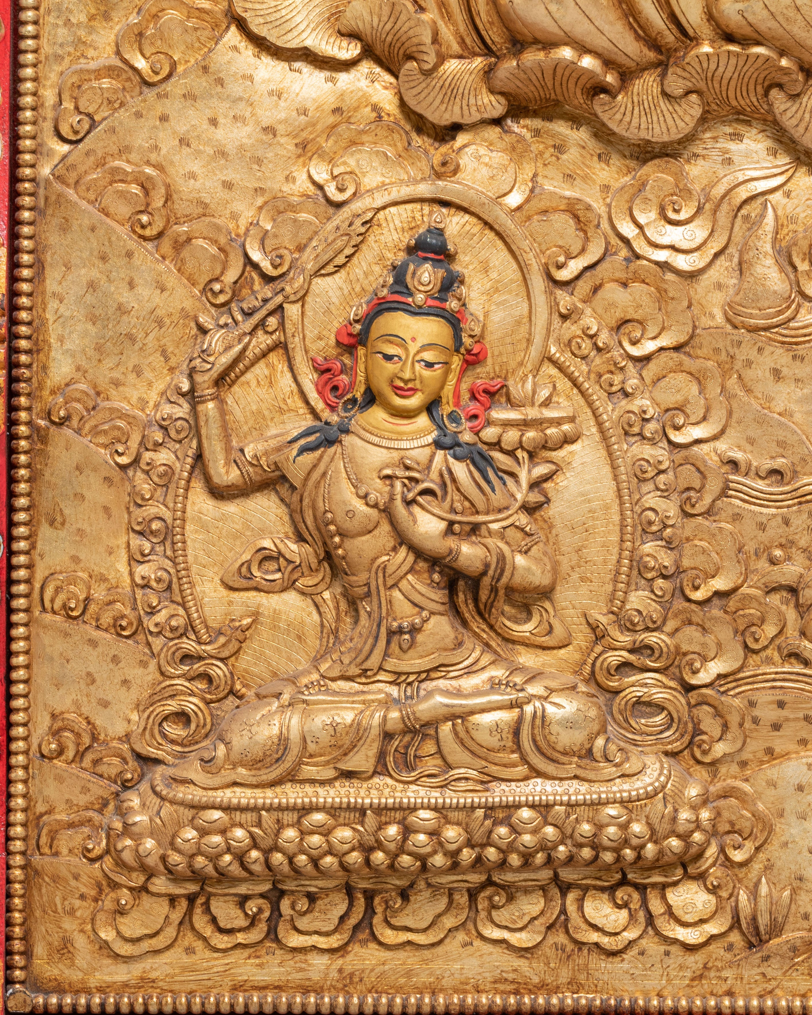 Himalayan Wall Art of Seven Eyed White Tara | Tibetan Goddess of Healing