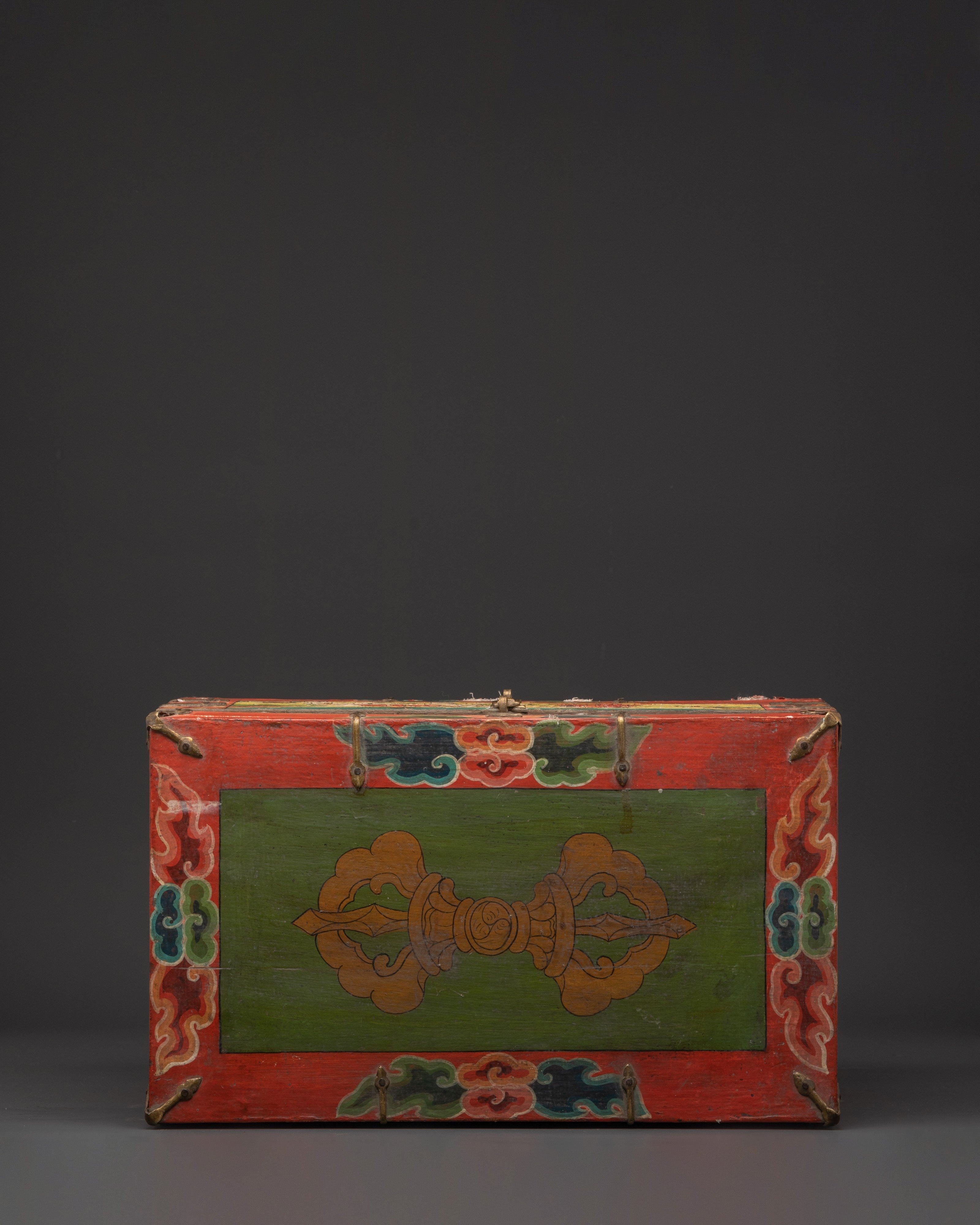 Tibetan Wooden Ritual Box | Hand-Painted Sacred Storage Chest