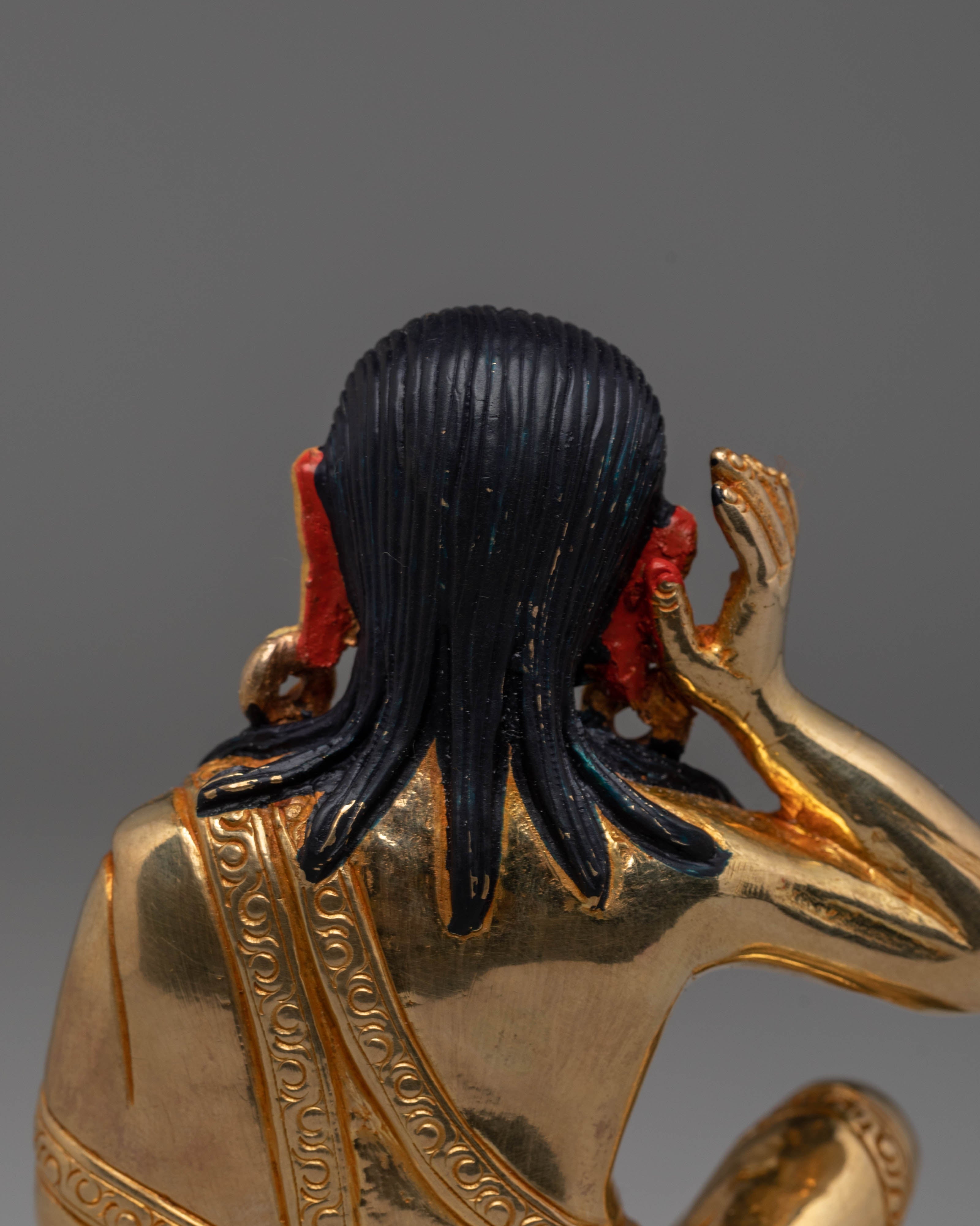 Sacred Milarepa Meditation Statue | Gold Plated Copper Figurine