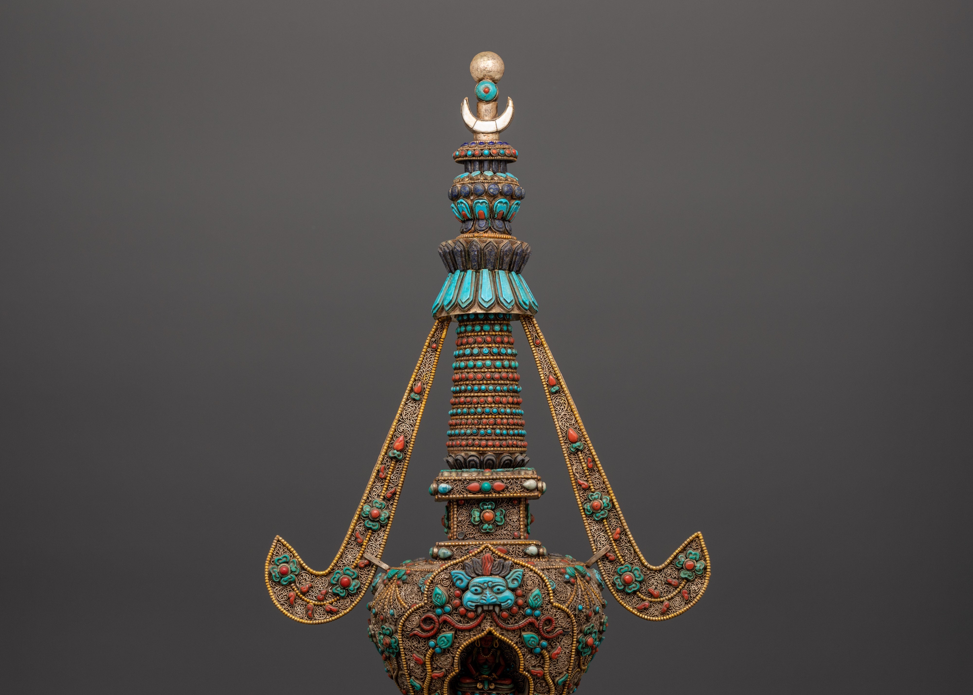 Handcrafted Traditional Copper Stupa | Buddhist Shrine Artifact