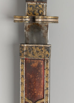Ritual Sword with Brass Inlays | Wrapped Wooden Handle, Spiritual Artifact