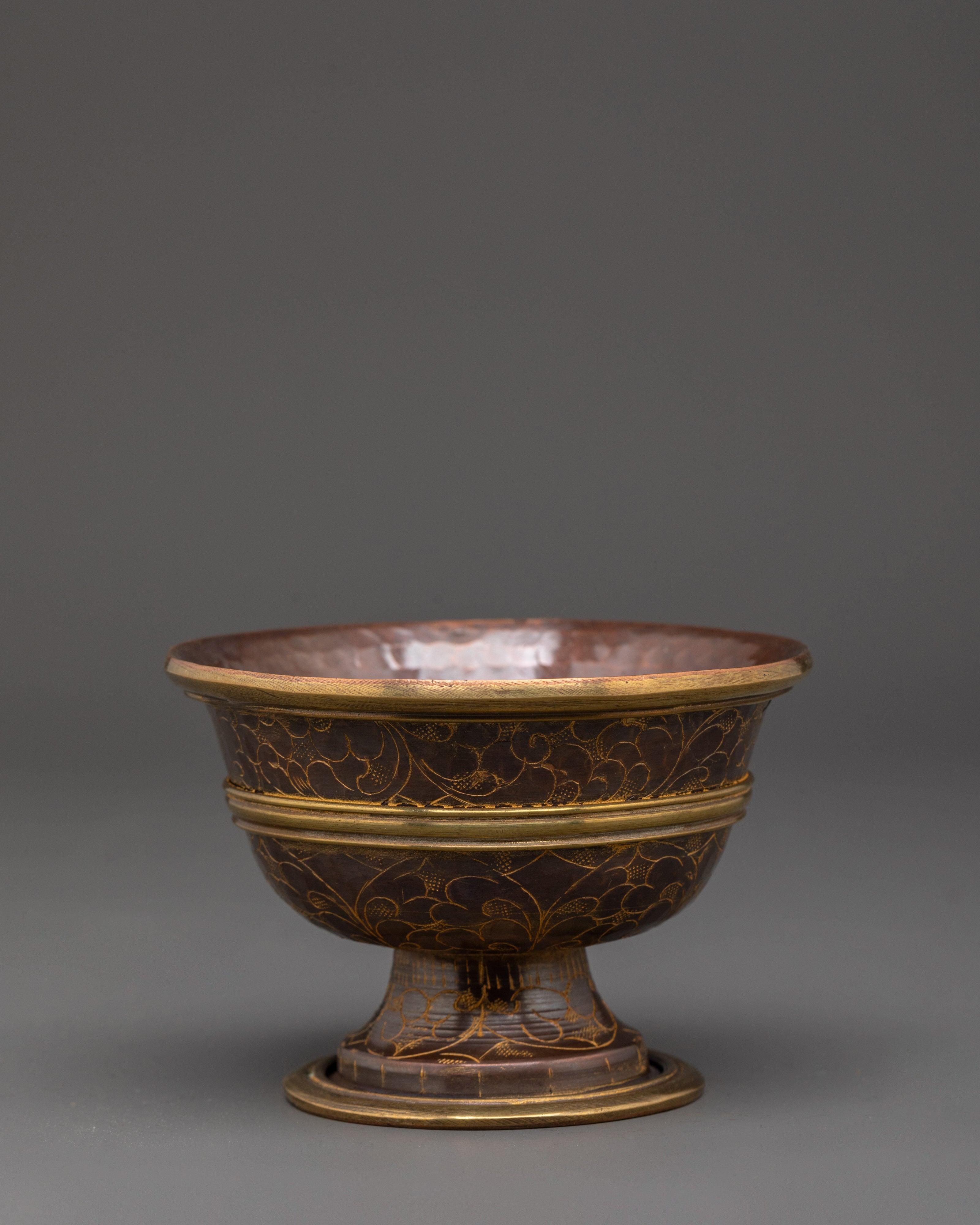 Tibetan Oxidized Copper Offering Bowl Set for Puja | Rituals Crafts