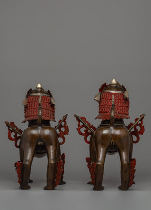 Handcrafted Lion Statue Set | Spiritual and Home Decor
